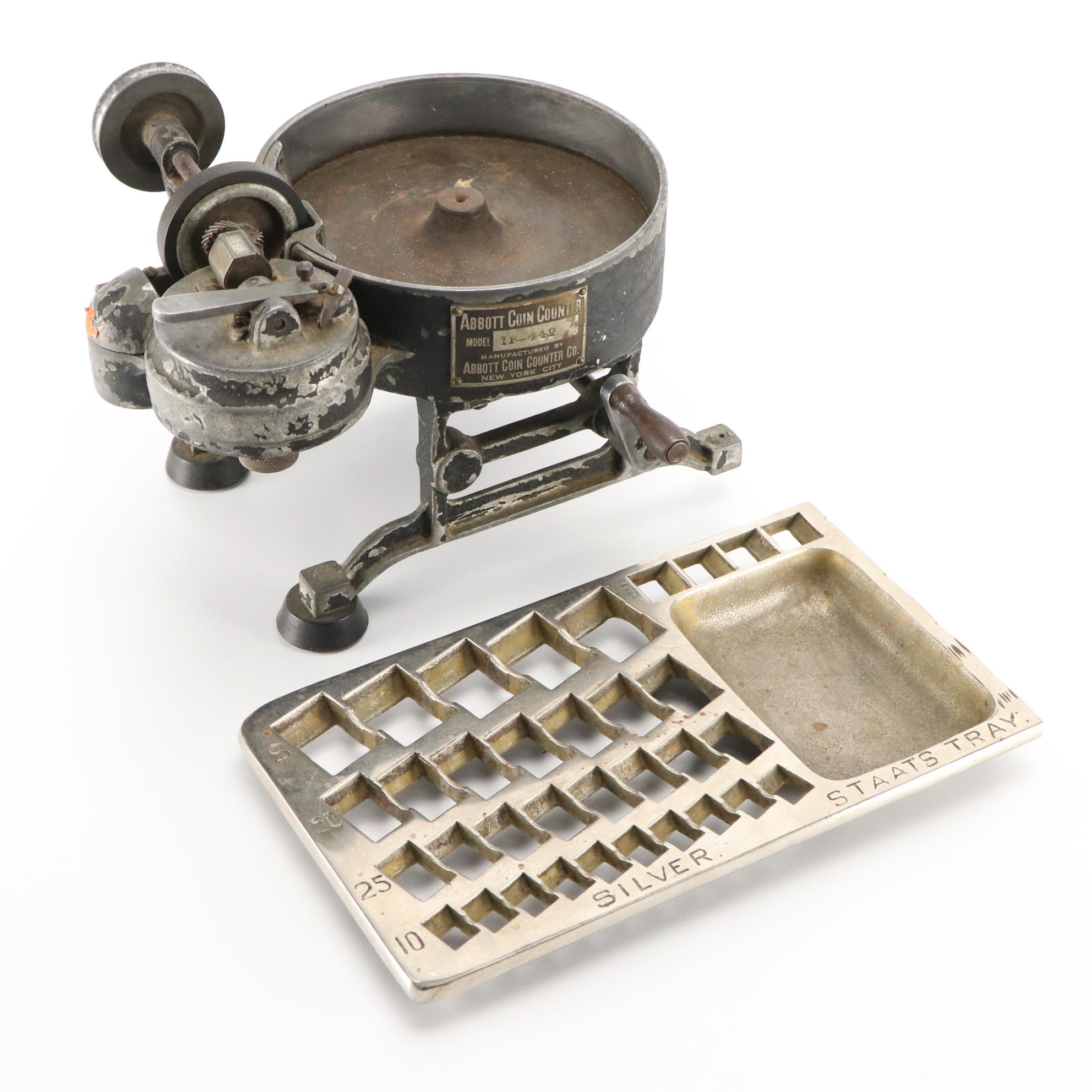 Abbott Coin Counter Machine with Metal Silver Staarts Tray EBTH