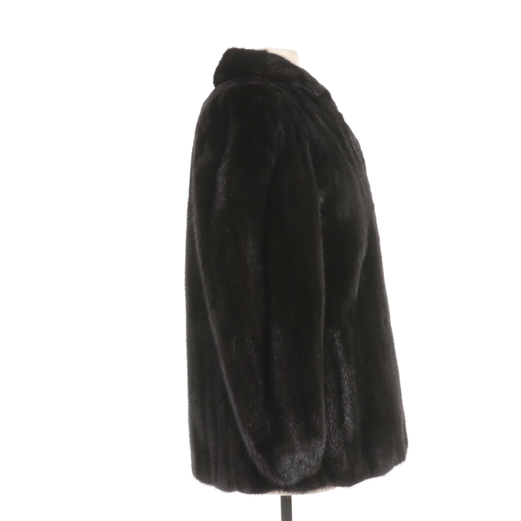 Glossy Black Mink Fur Jacket