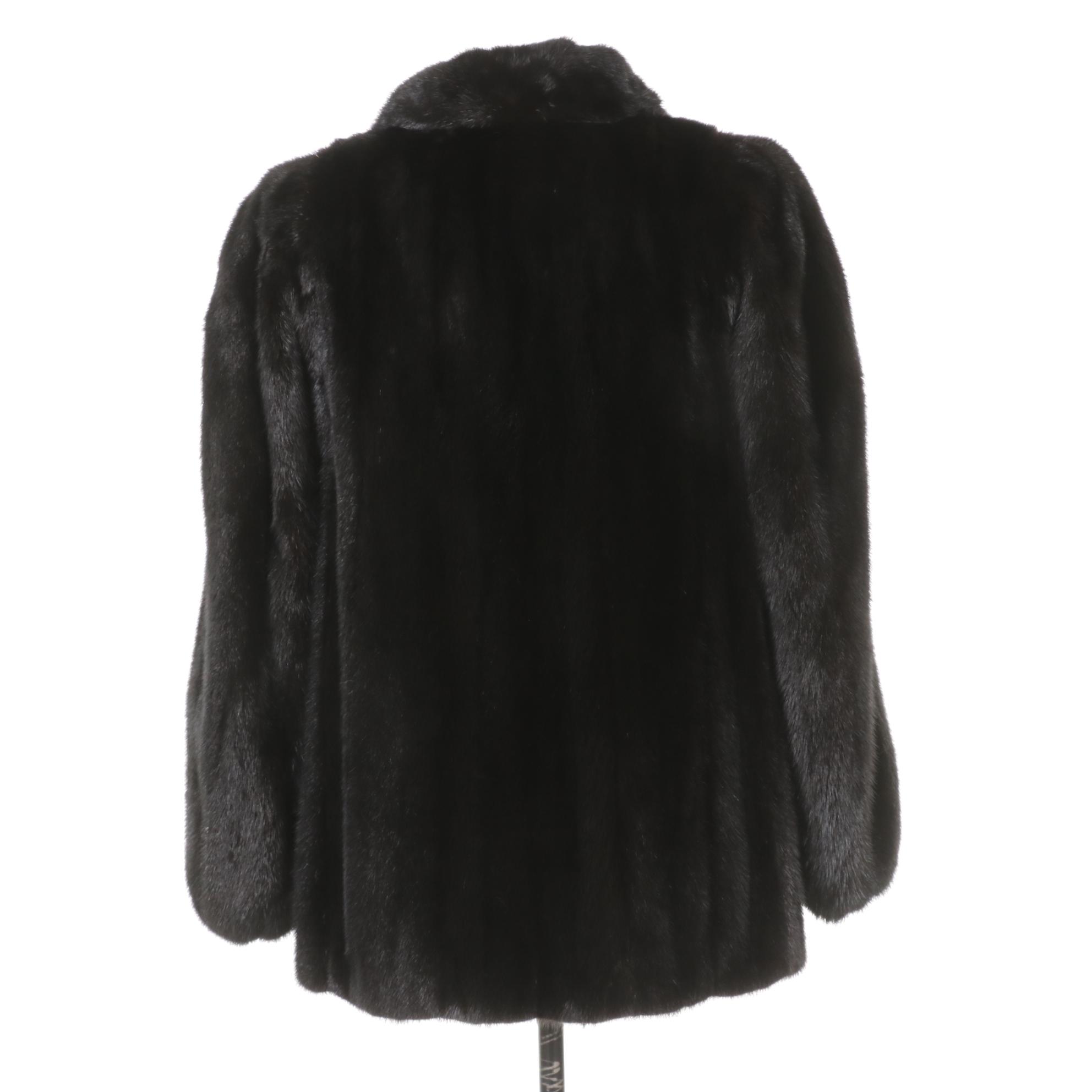 Glossy Black Mink Fur Jacket