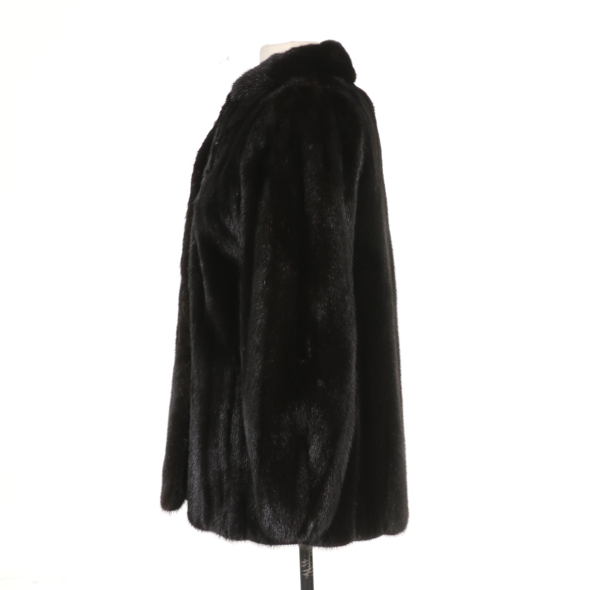Glossy Black Mink Fur Jacket