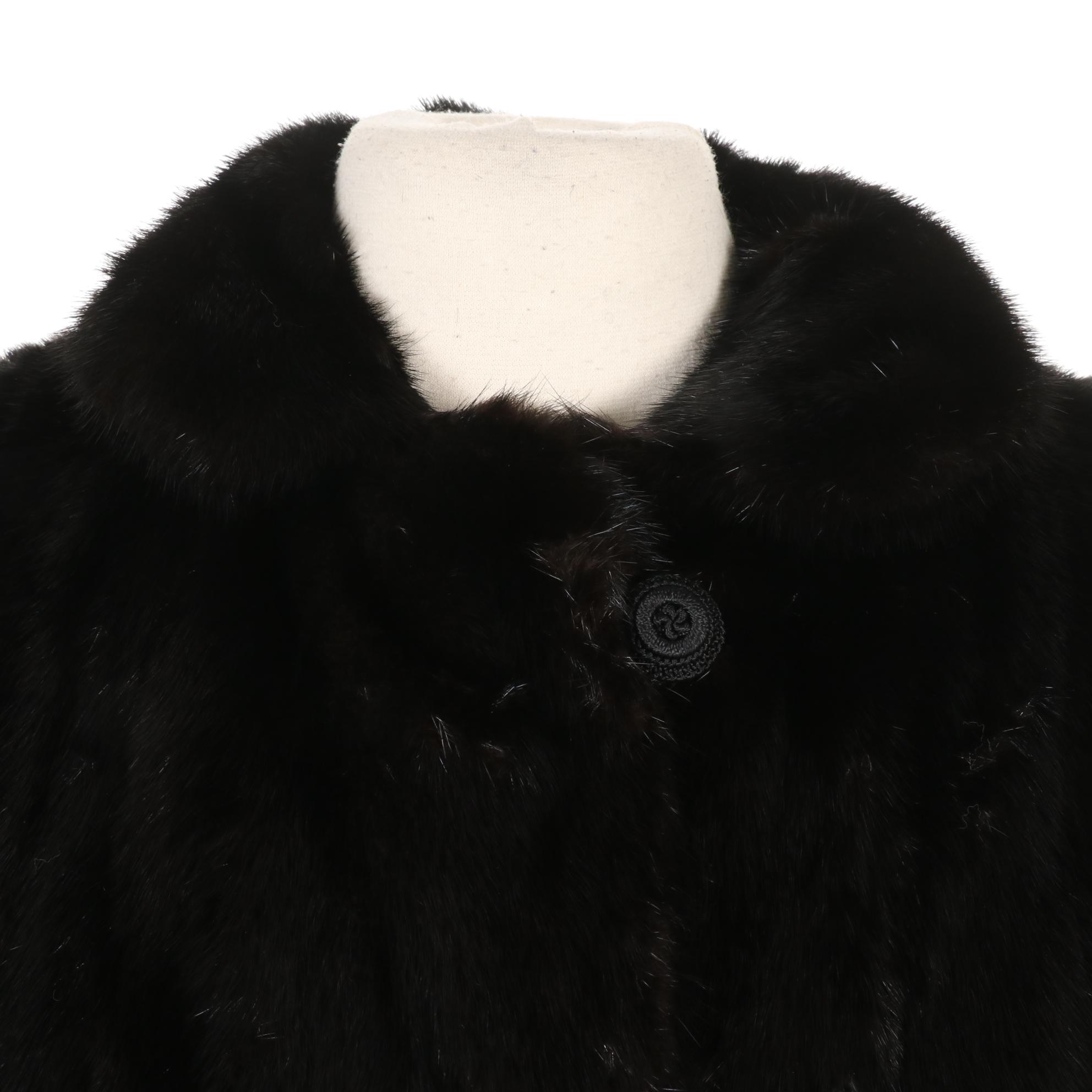 Glossy Black Mink Fur Jacket