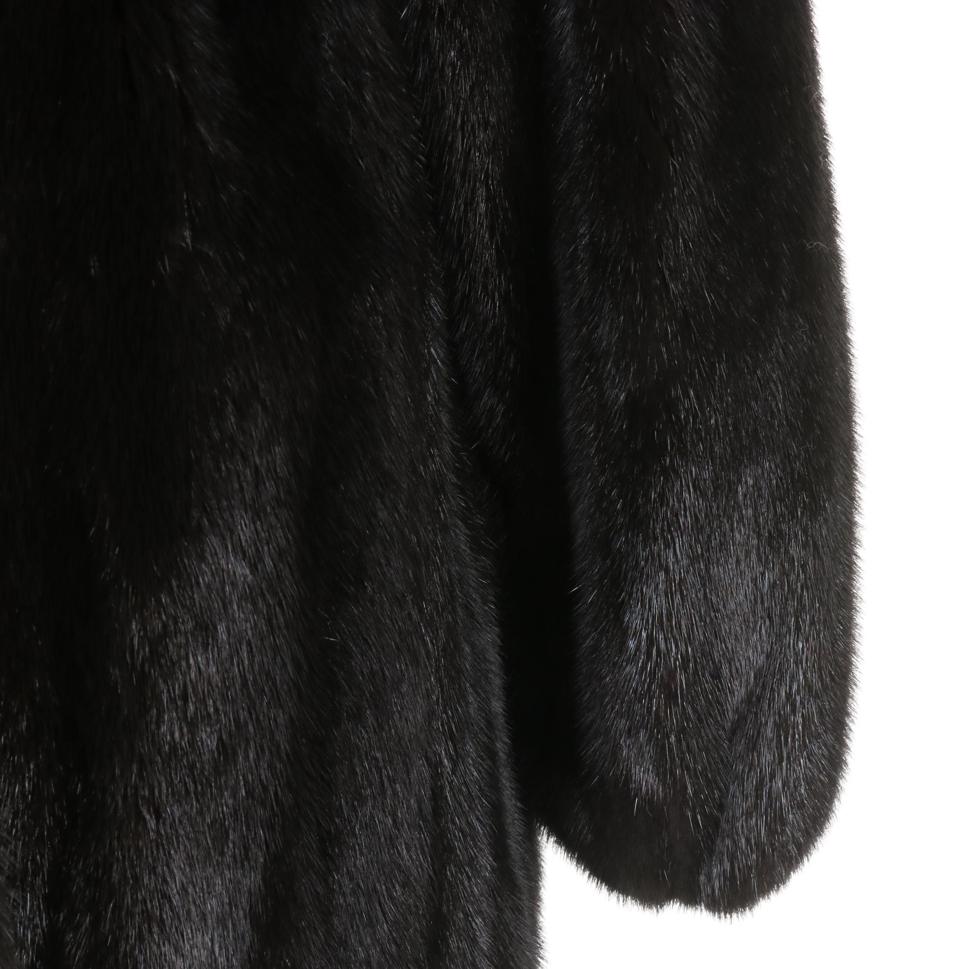 Glossy Black Mink Fur Jacket