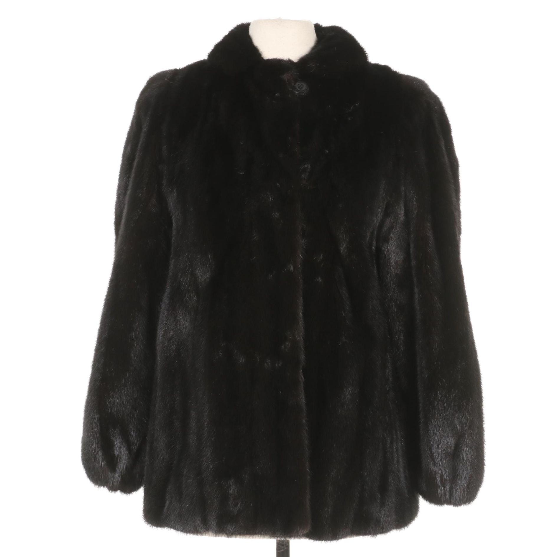 Glossy Black Mink Fur Jacket