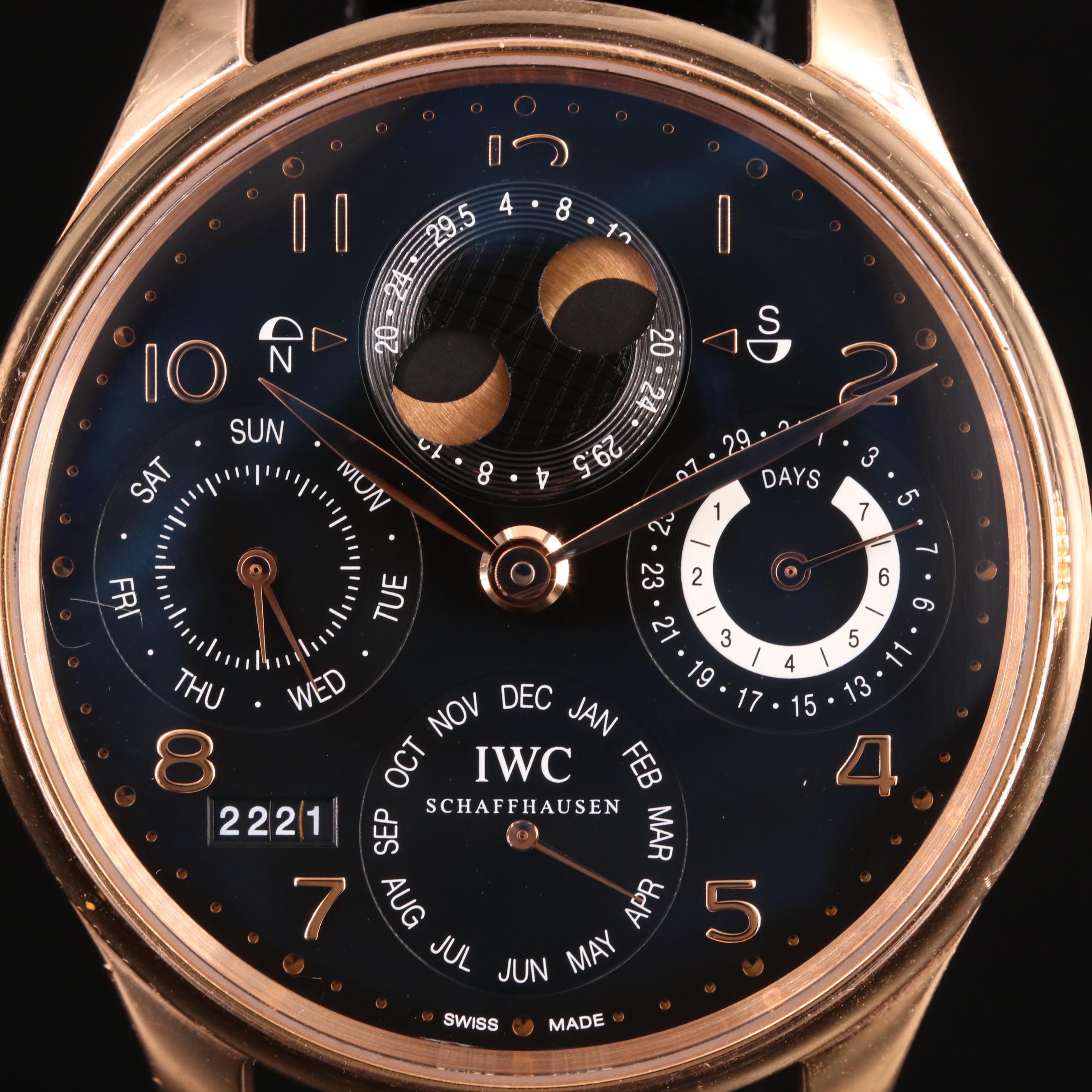 18K IWC Portugueser Perpetual Calendar Moonphase Automatic Watch