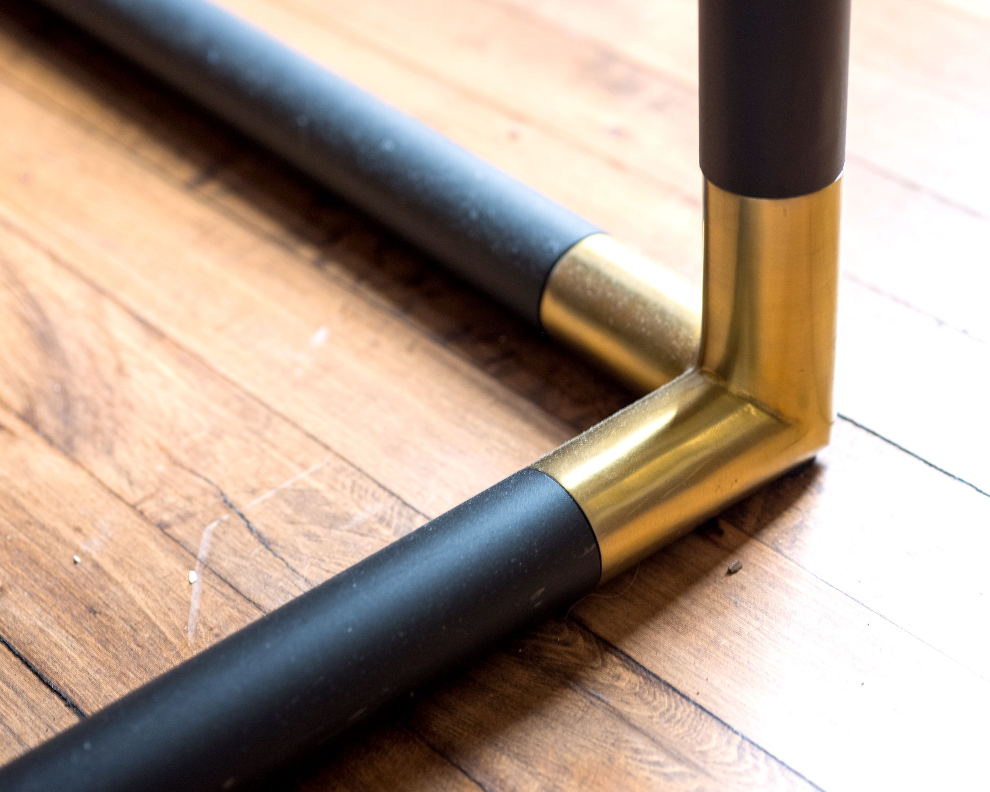 Matt Black Metal King Bed Frame with Brushed Brass Finish Fittings