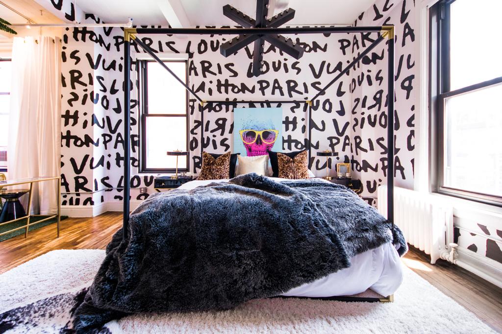 Matt Black Metal King Bed Frame with Brushed Brass Finish Fittings