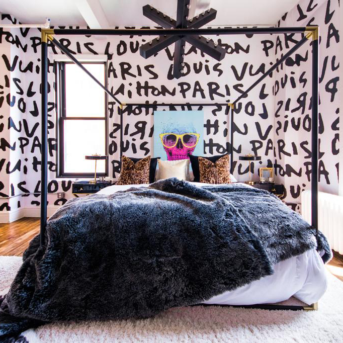 Matt Black Metal King Bed Frame with Brushed Brass Finish Fittings