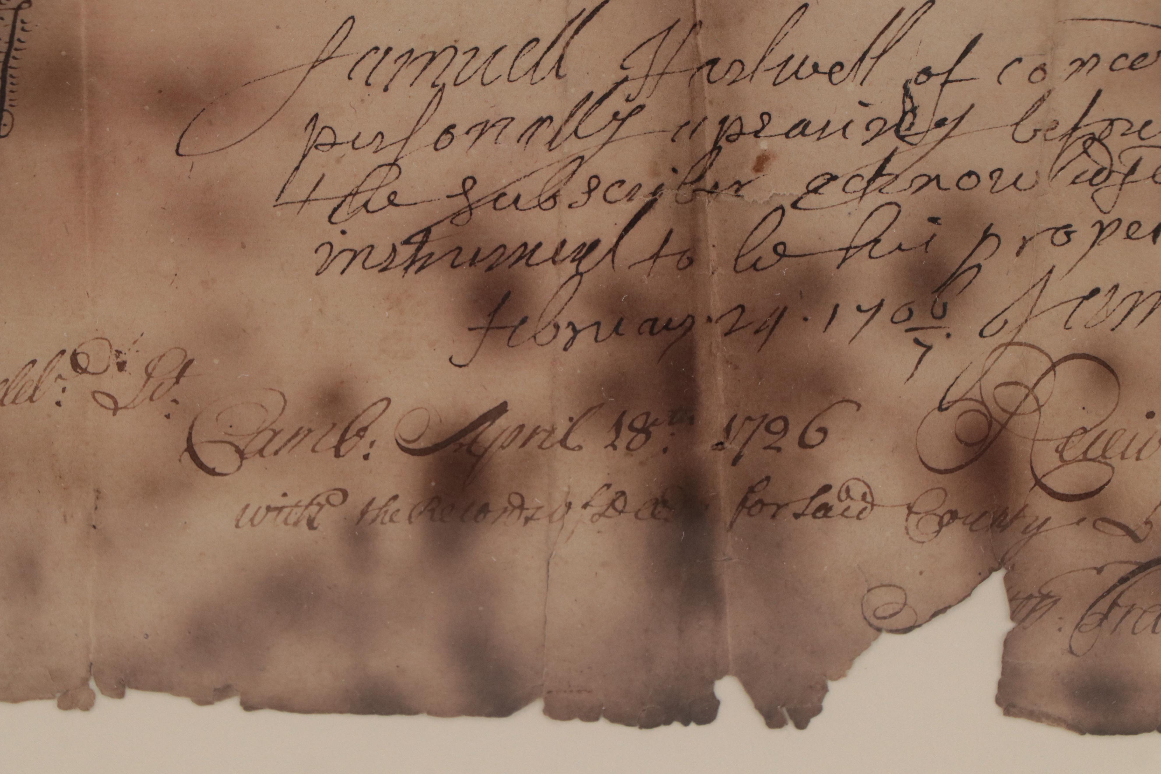 Concord, Massachusetts Land Grant Document, 1699 EBTH