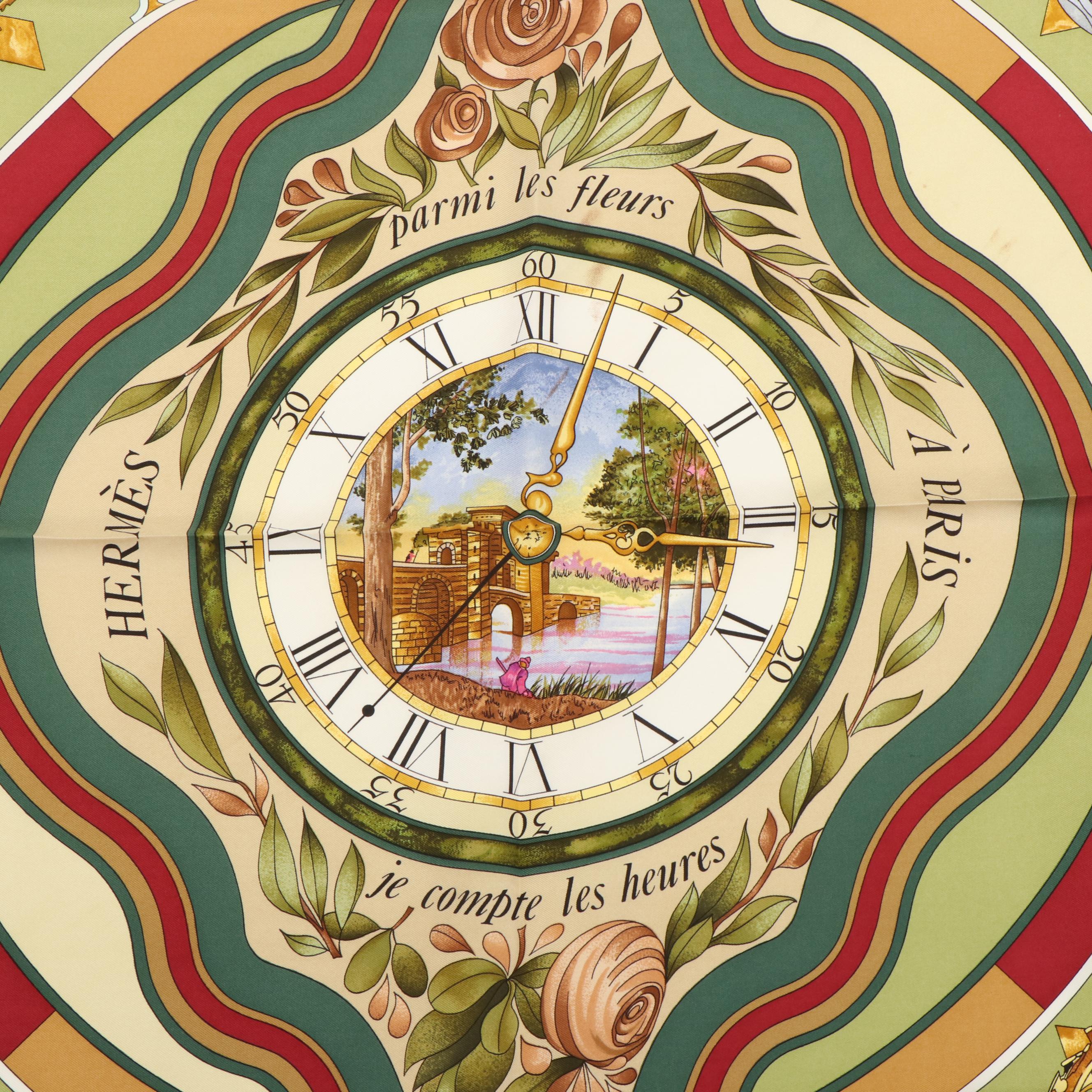 Hermès "La Ronde des Heures" Silk Twill Scarf