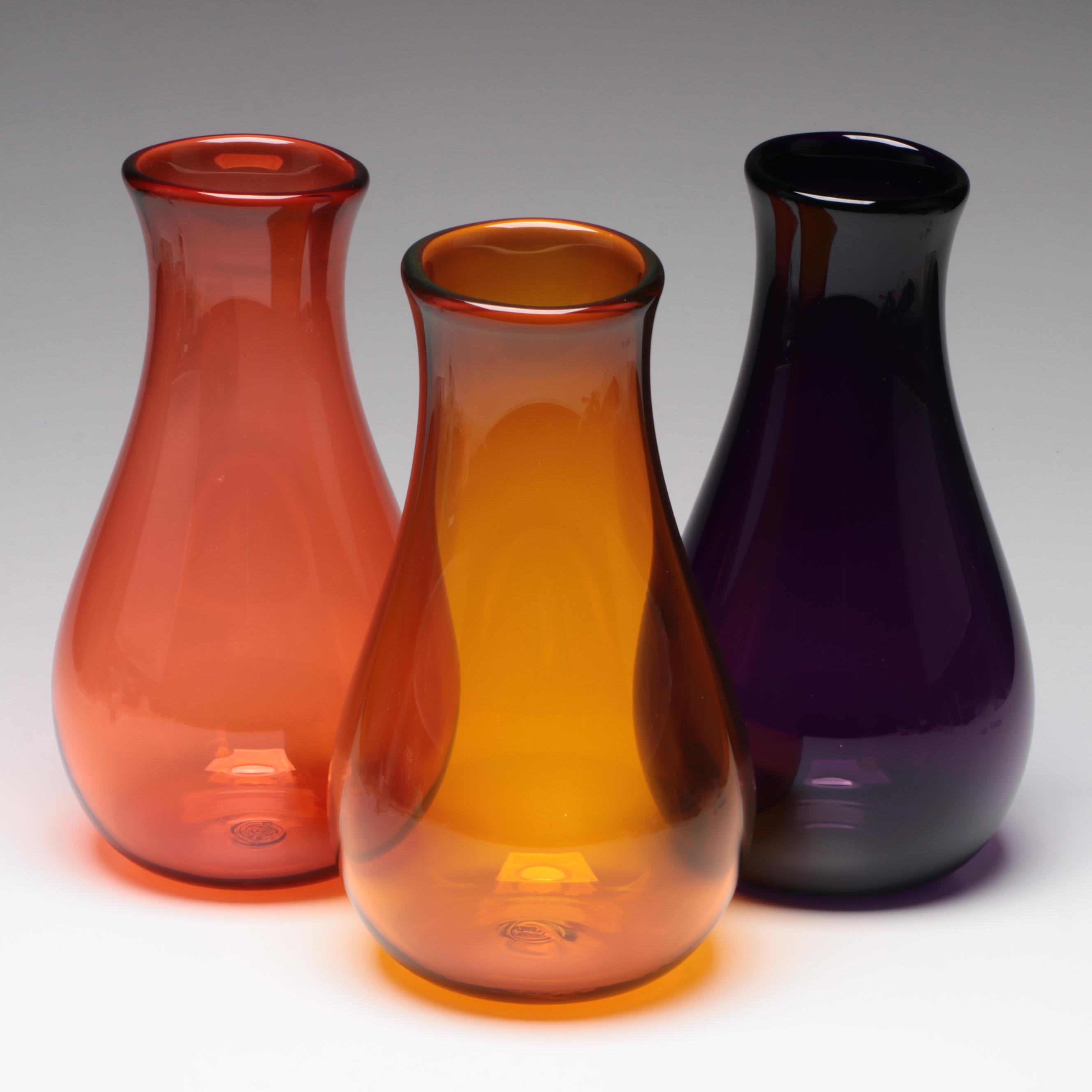Orbix Hot Glass "Groove" Handblown Art Glass Vases