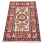 2'8 x 4'3 Hand-Knotted Afghan Kazak Accent Rug