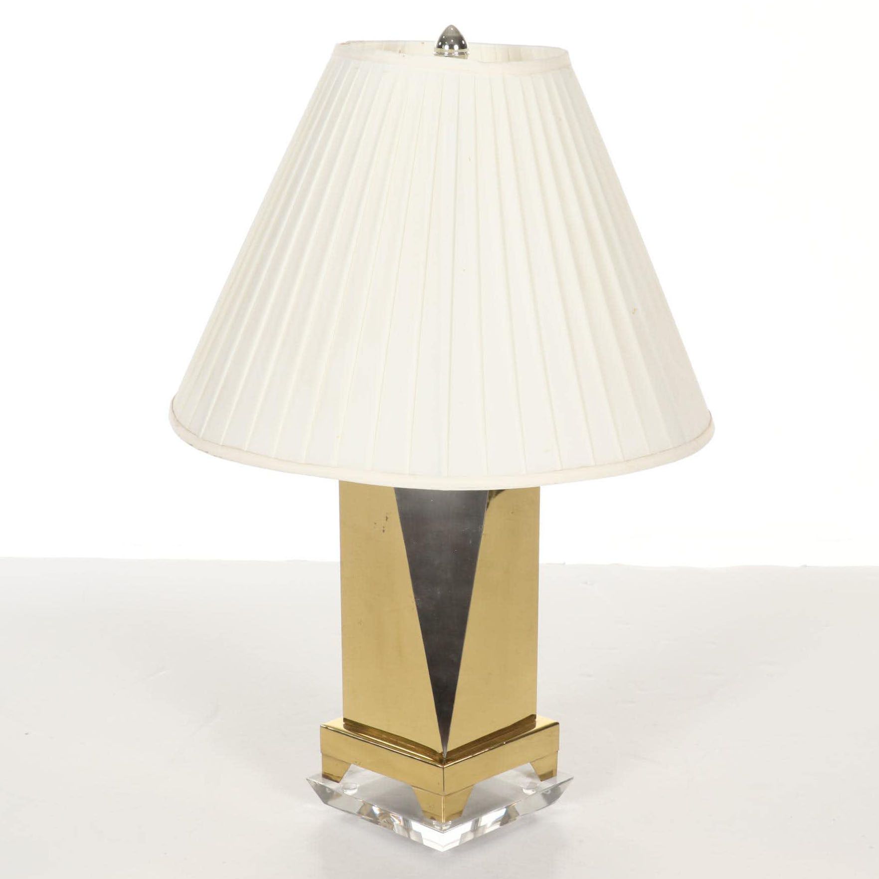 Mid Century Modern Style Brass and Nickle Sculptural Table Lamp