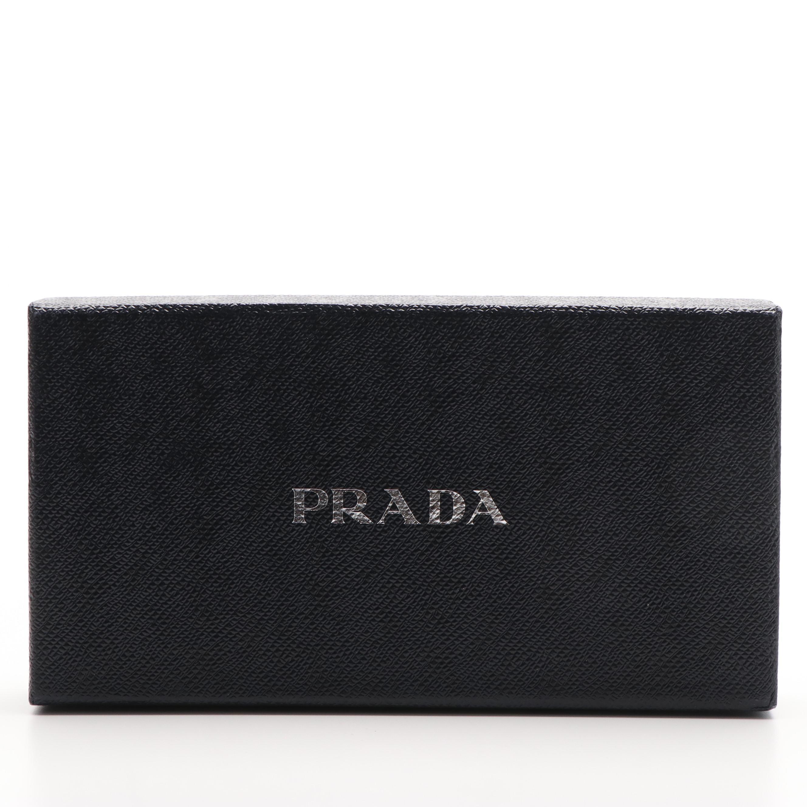 Prada Zip Around Long Wallet in Blue Saffiano Leather