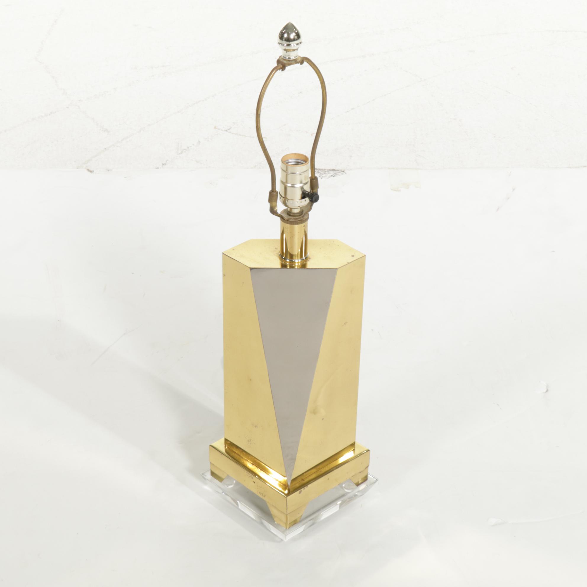 Mid Century Modern Style Brass and Nickle Sculptural Table Lamp