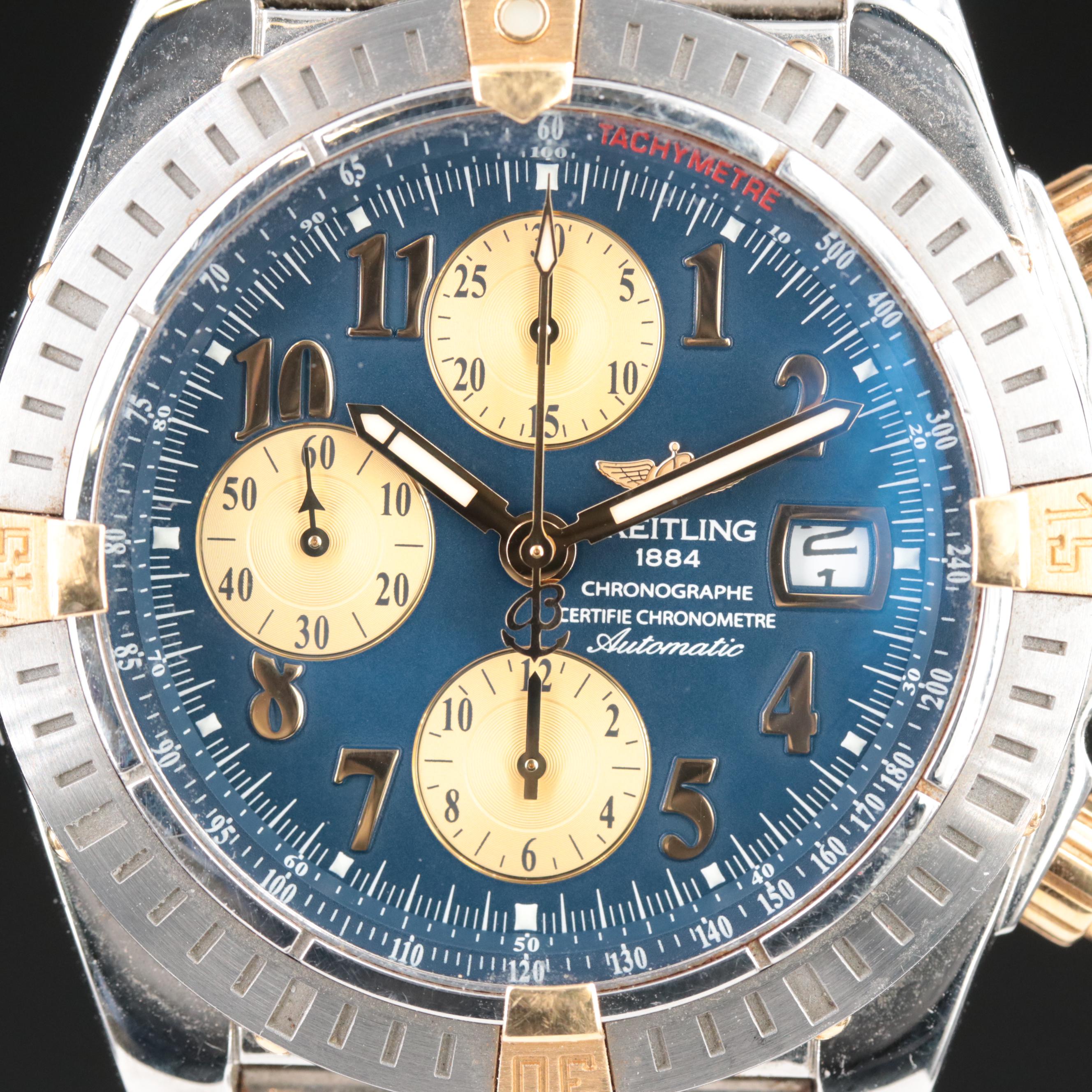 Breitling Chronomat Evolution Blue Dial, Two-Tone Watch