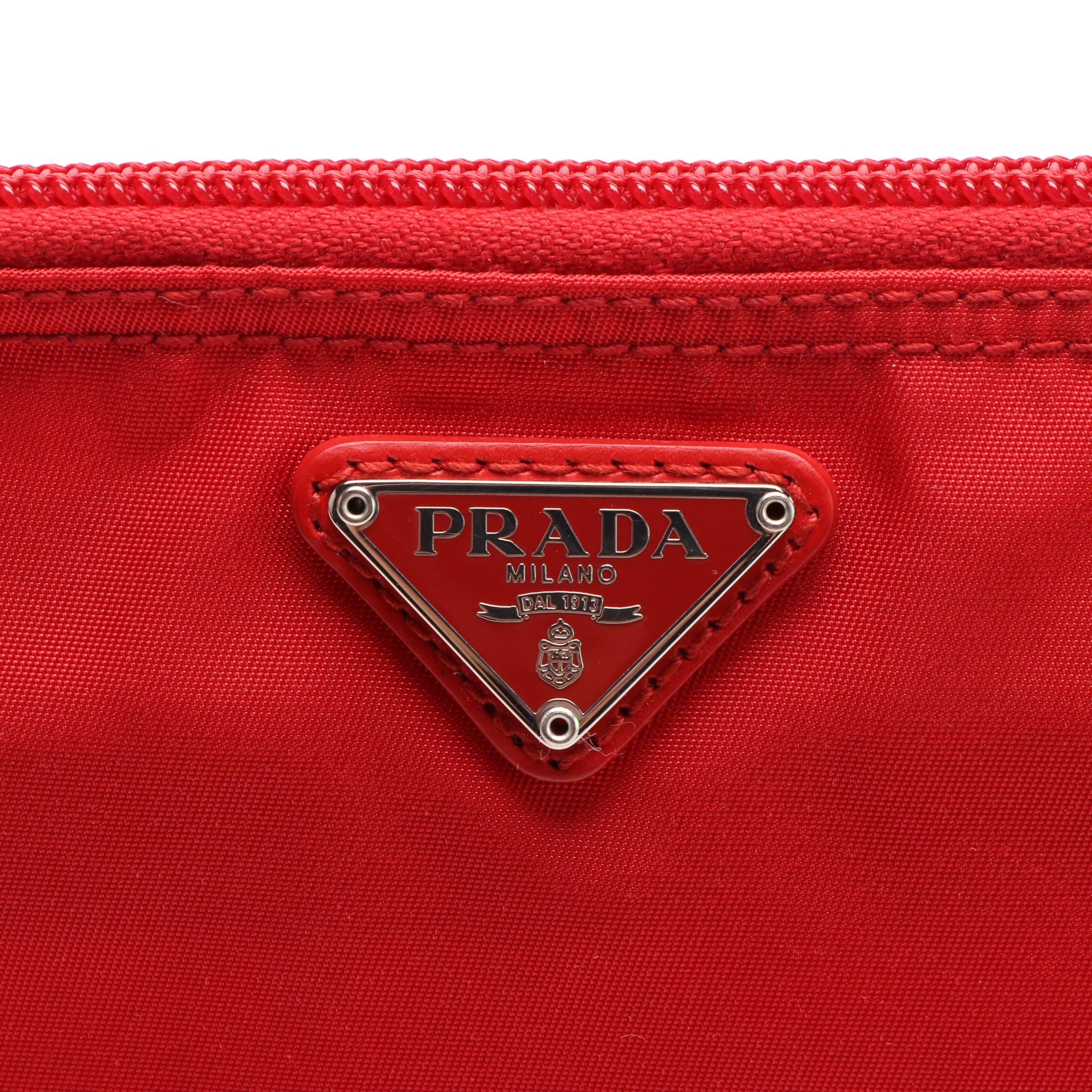 Prada Red Nylon Tessuto Pouch