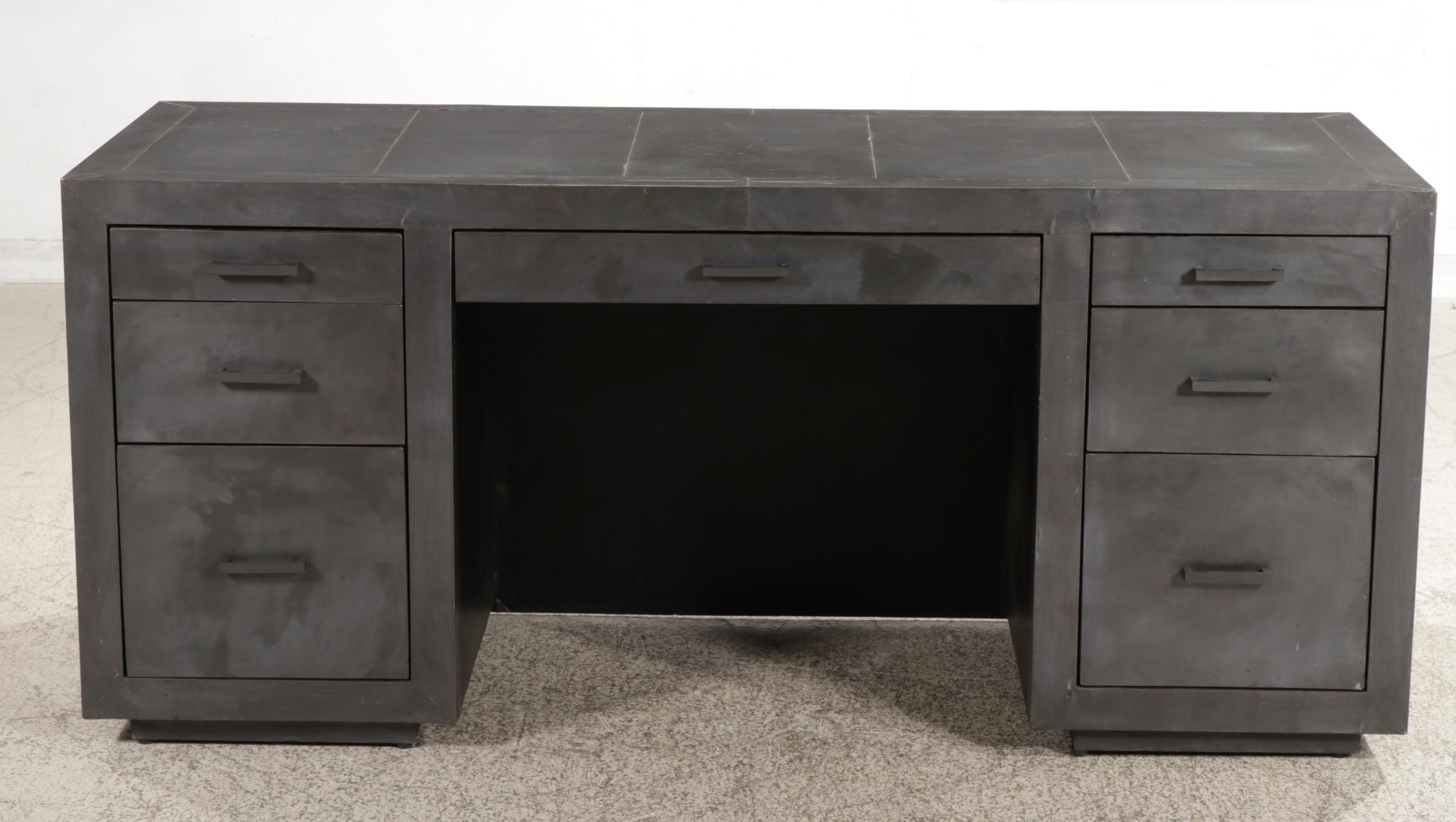 Restoration Hardware "La Salle" Metal Wrapped Desk