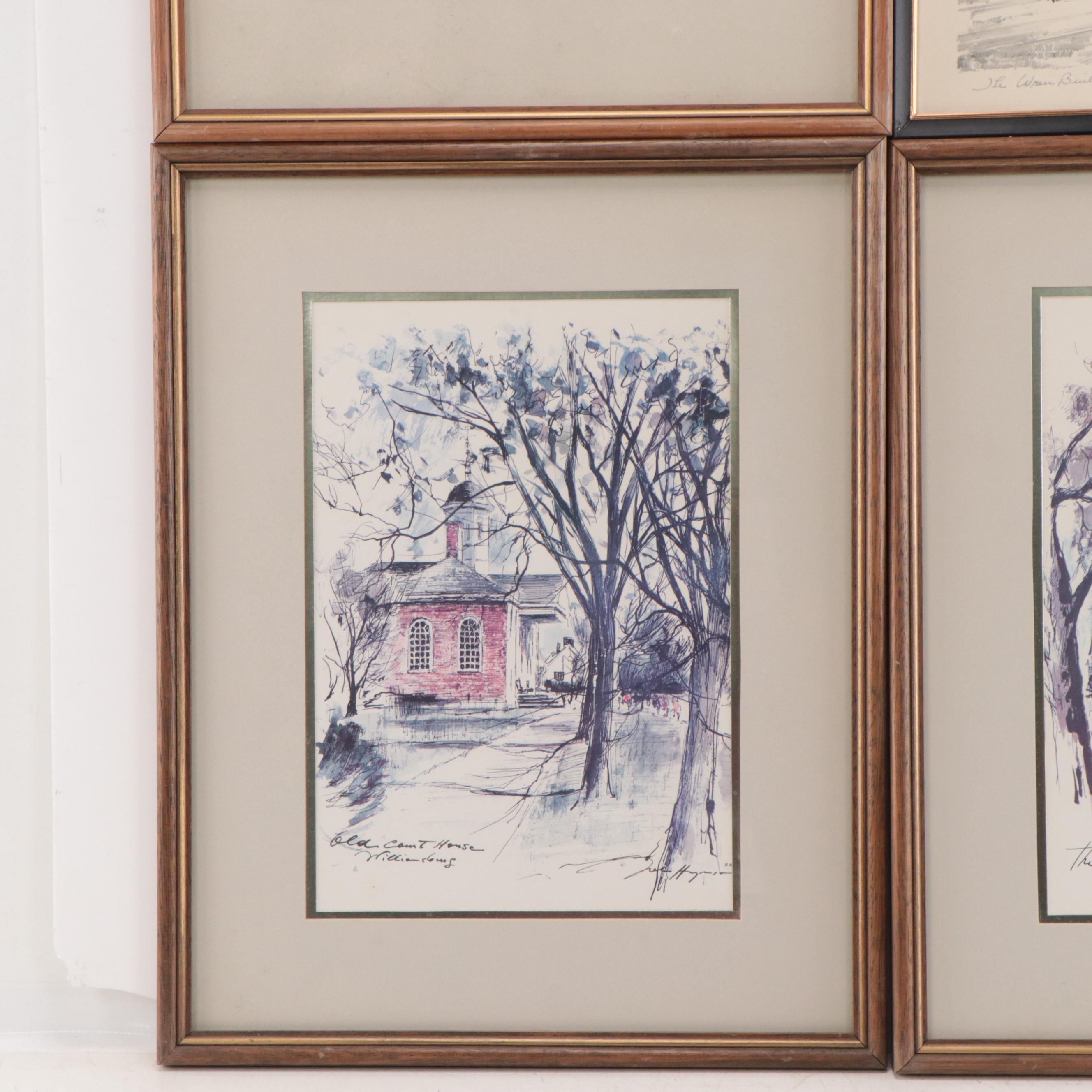 Offset Lithographs of Architectural Landscapes After John Haymson, More