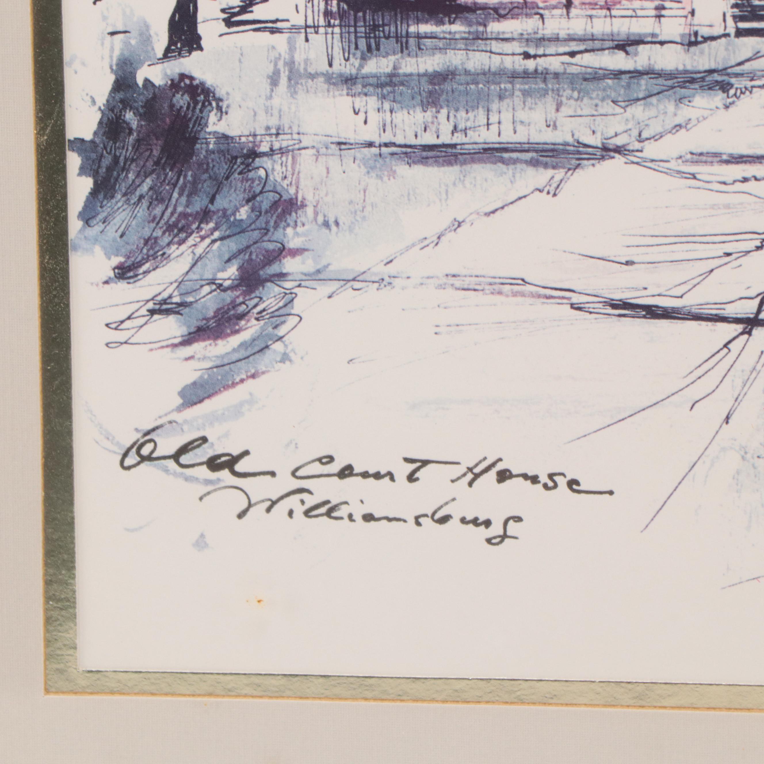 Offset Lithographs of Architectural Landscapes After John Haymson, More