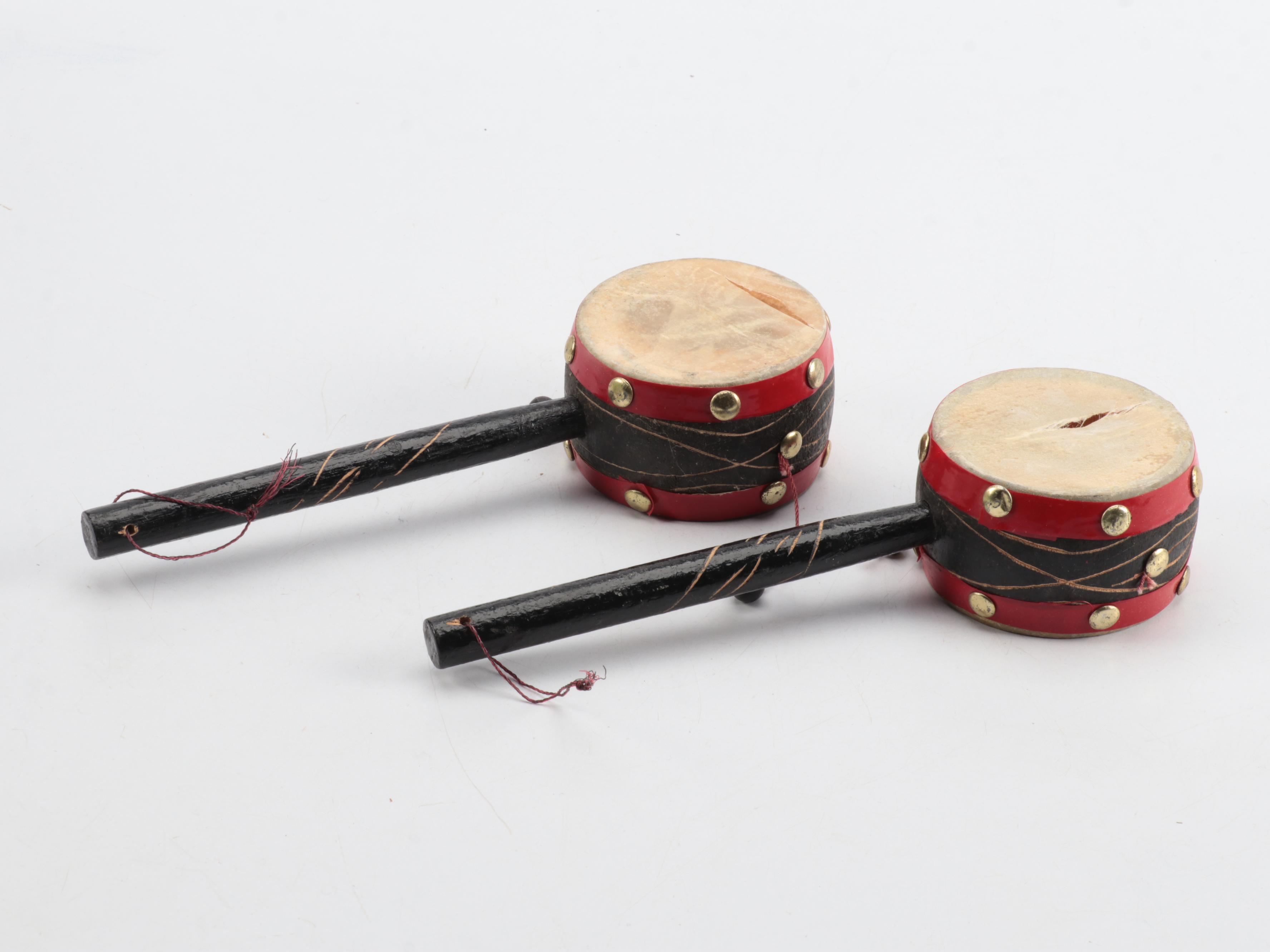 Moroccan Tbilat Drum, Persian Daf Drum and Tourist Maracas and Hand Drums