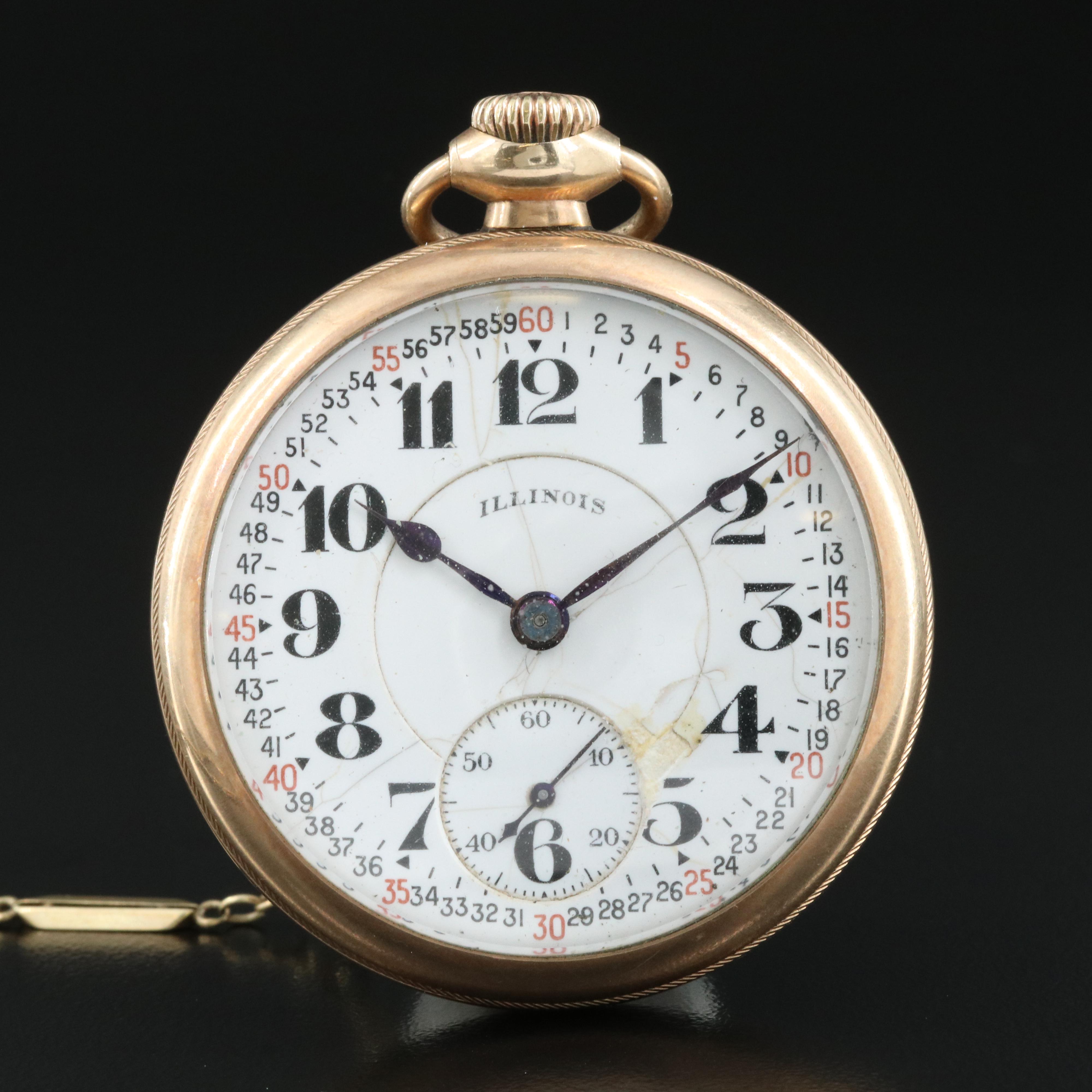 1921 Illinois Railroad-Grade Pocket Watch and Fob Chain