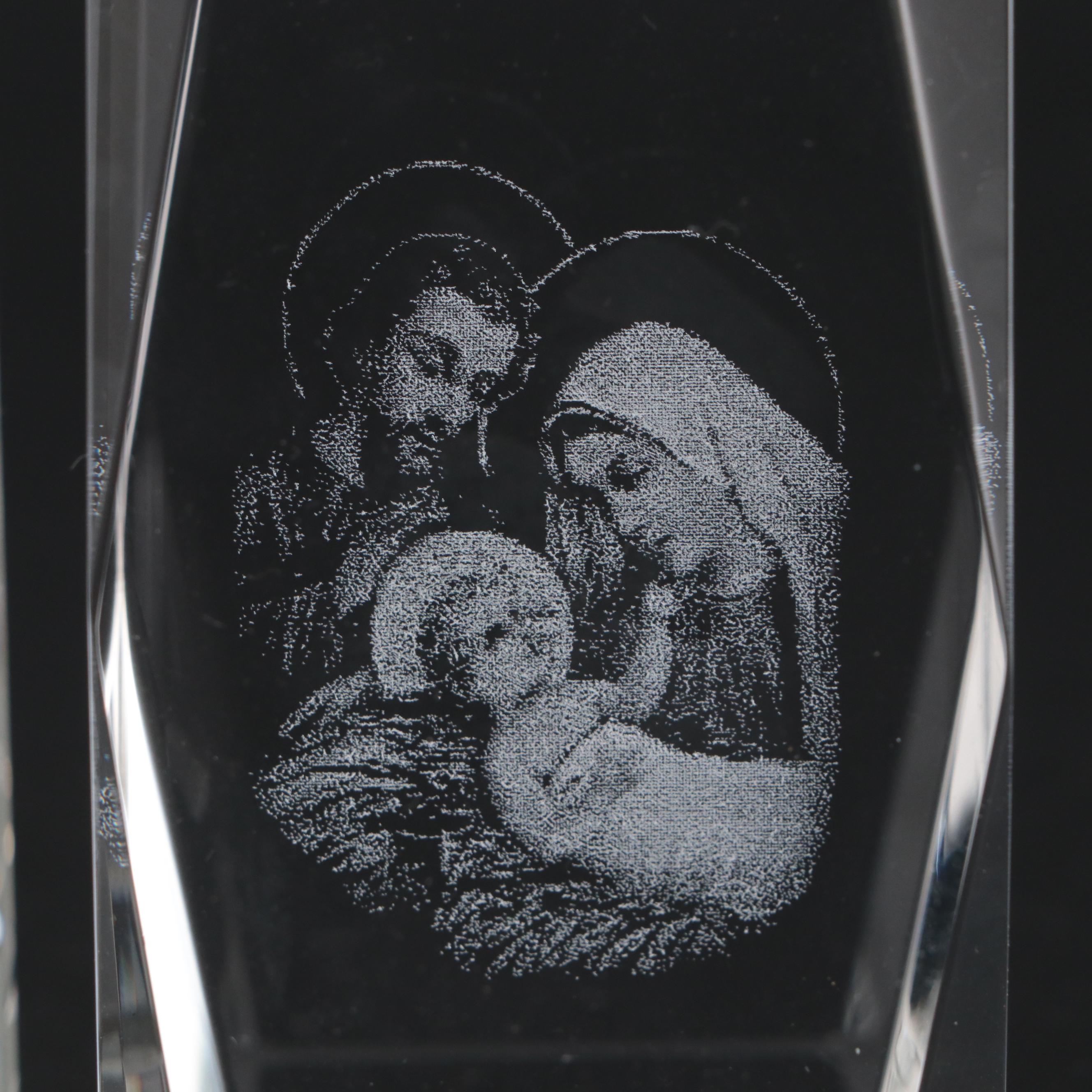 Acid Etched Art Glass Paperweights with Religious Motifs EBTH