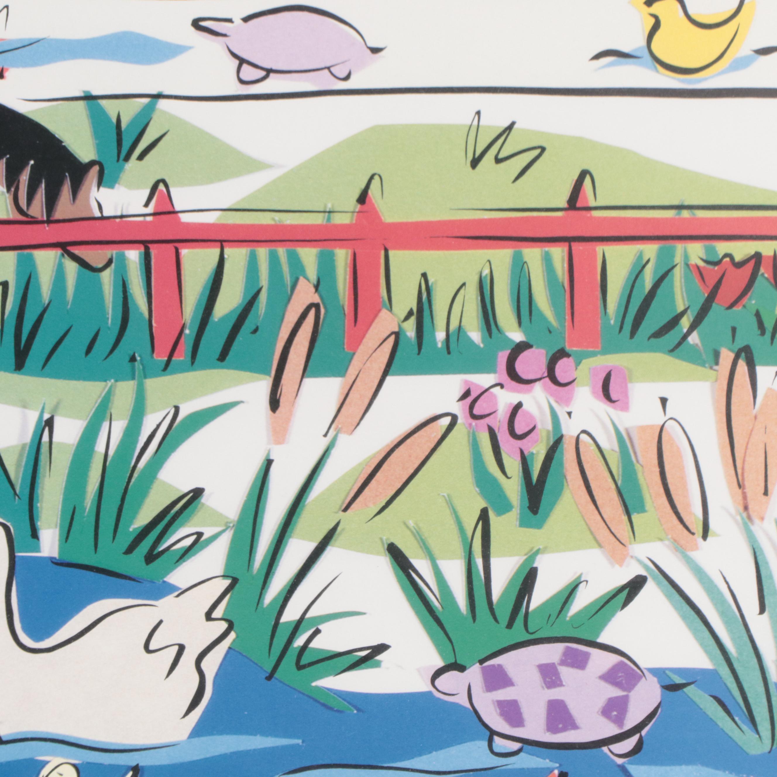 Offset Lithograph After Gayle Kabaker "Come Play in Our Garden"