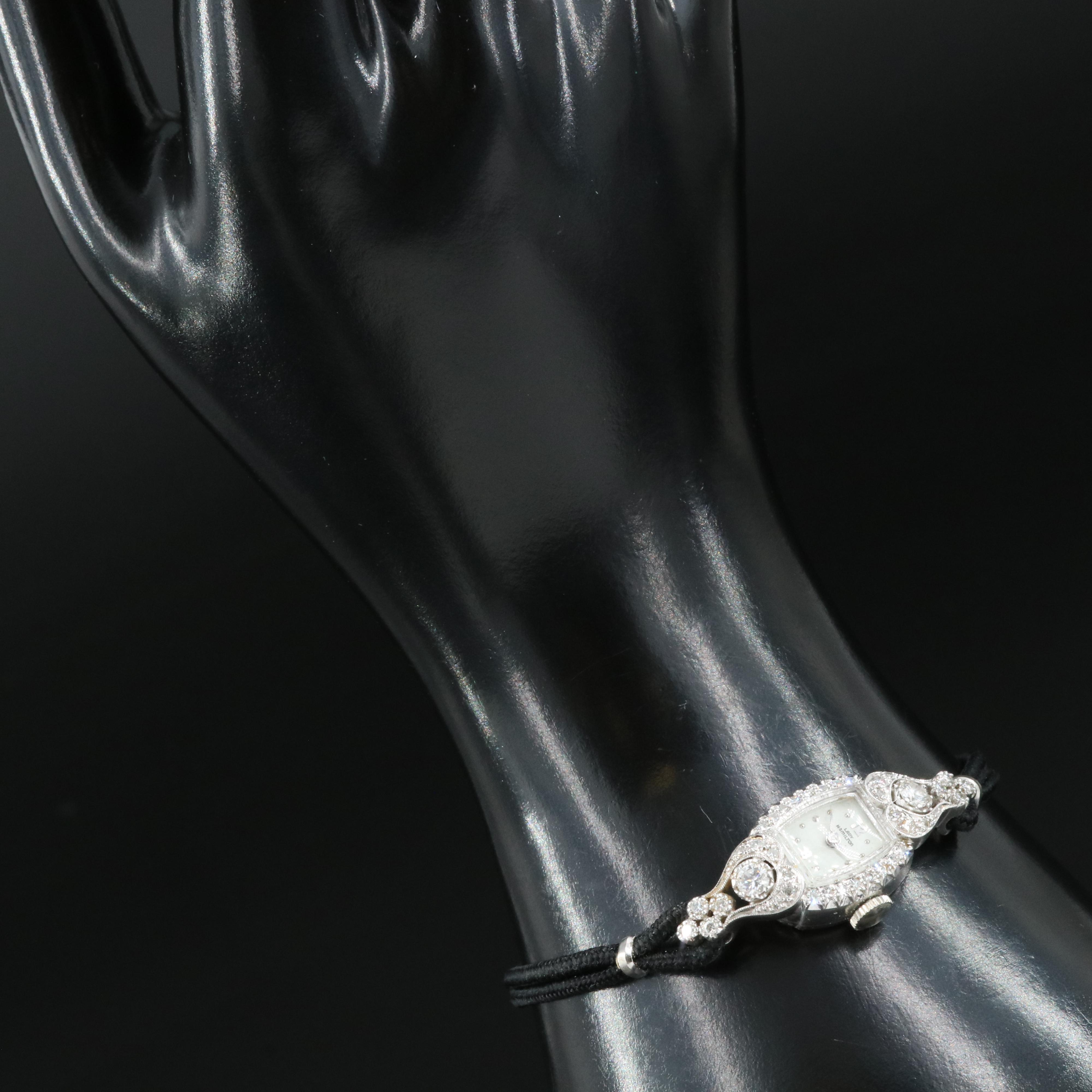 Platinum and Diamond Lady Hamilton Vintage Manual-Wind Watch