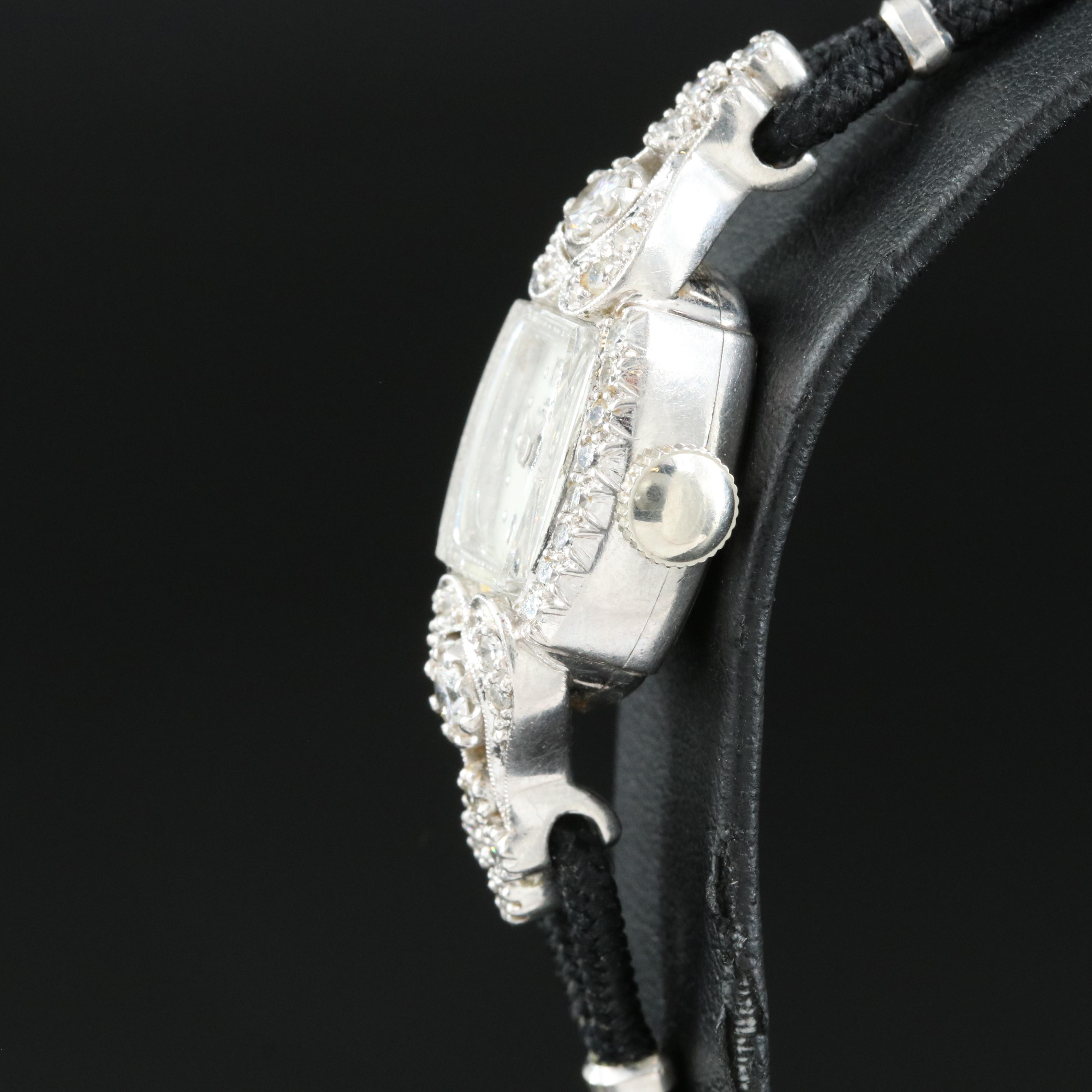 Platinum and Diamond Lady Hamilton Vintage Manual-Wind Watch