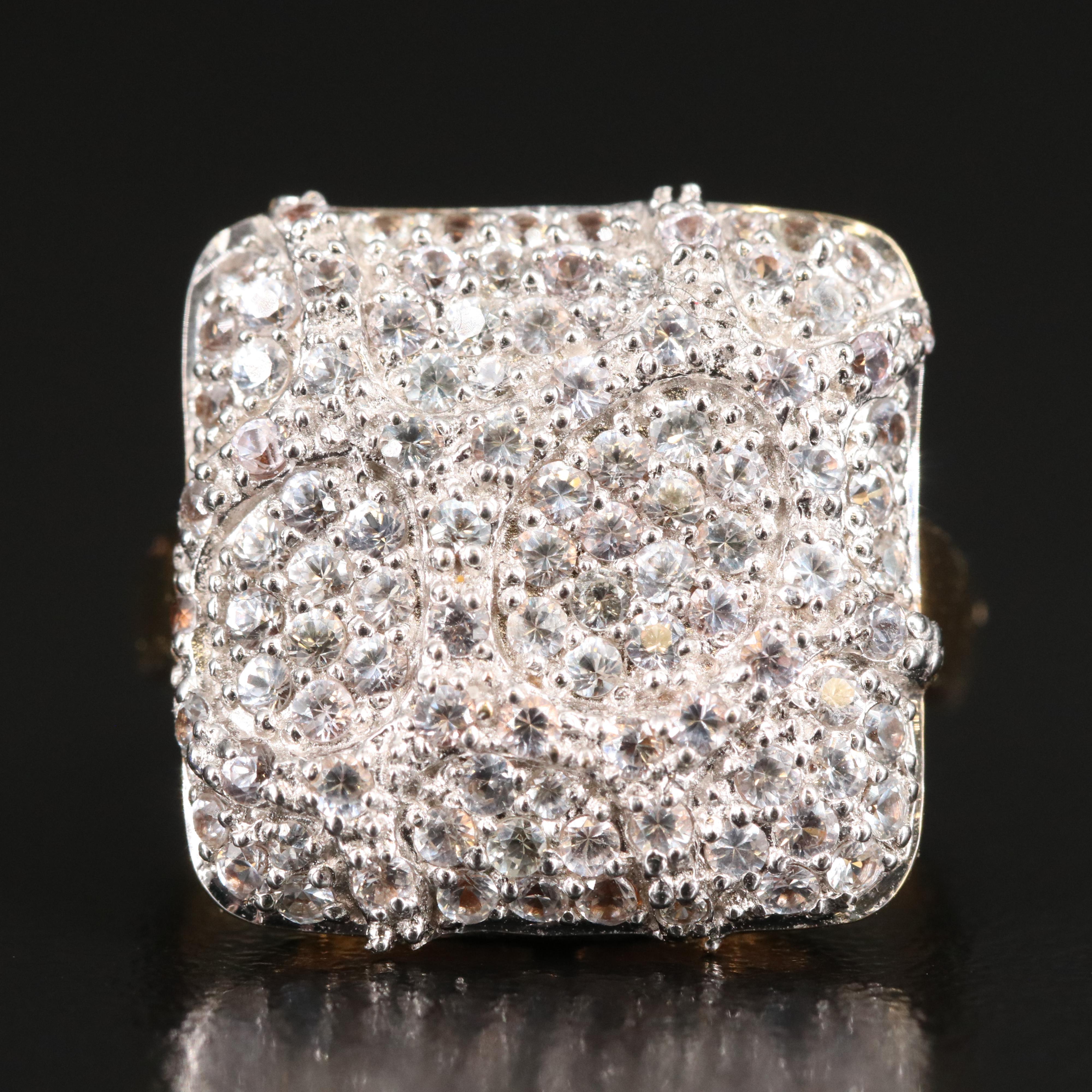Amayani 18K White Sapphire Square Ring