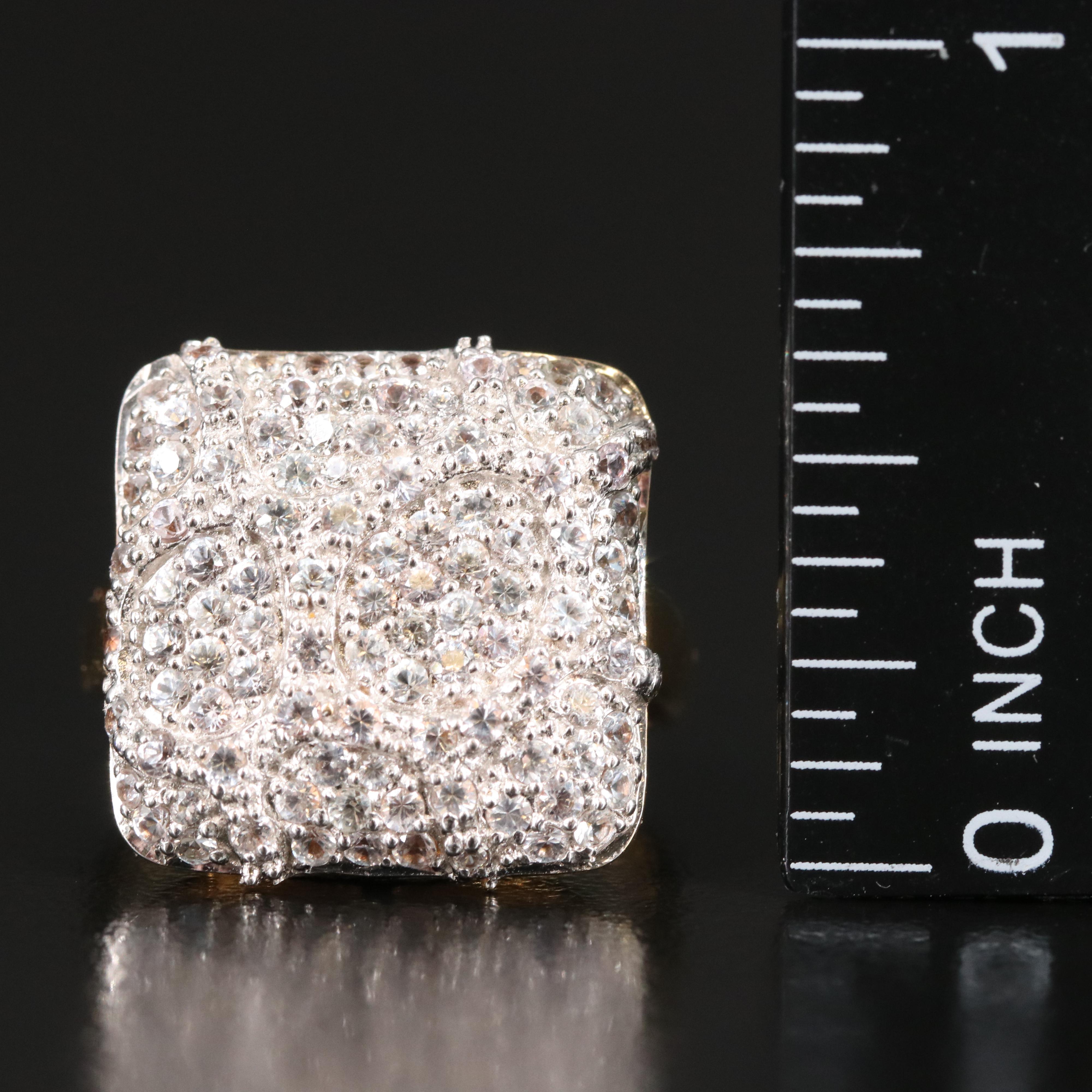 Amayani 18K White Sapphire Square Ring