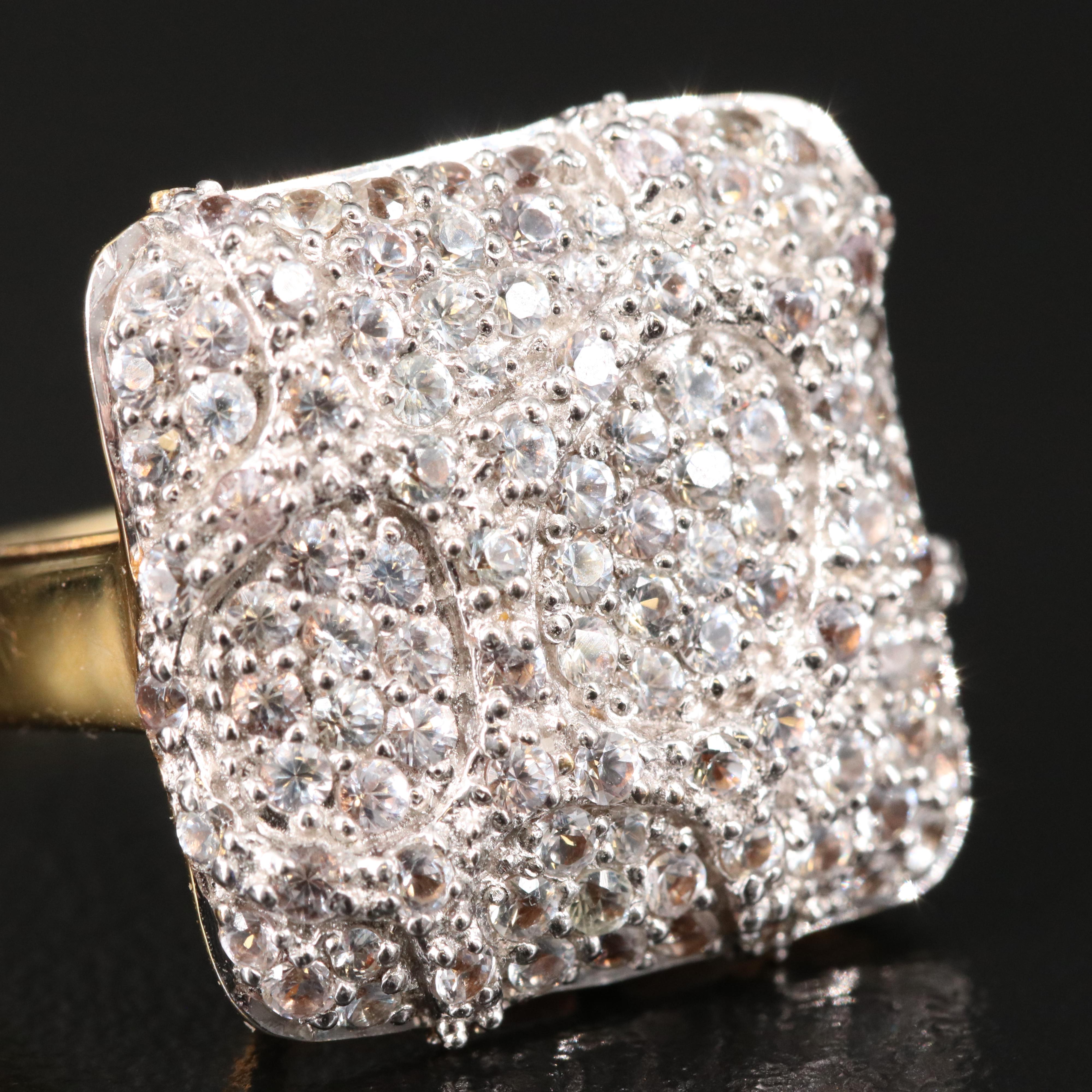 Amayani 18K White Sapphire Square Ring