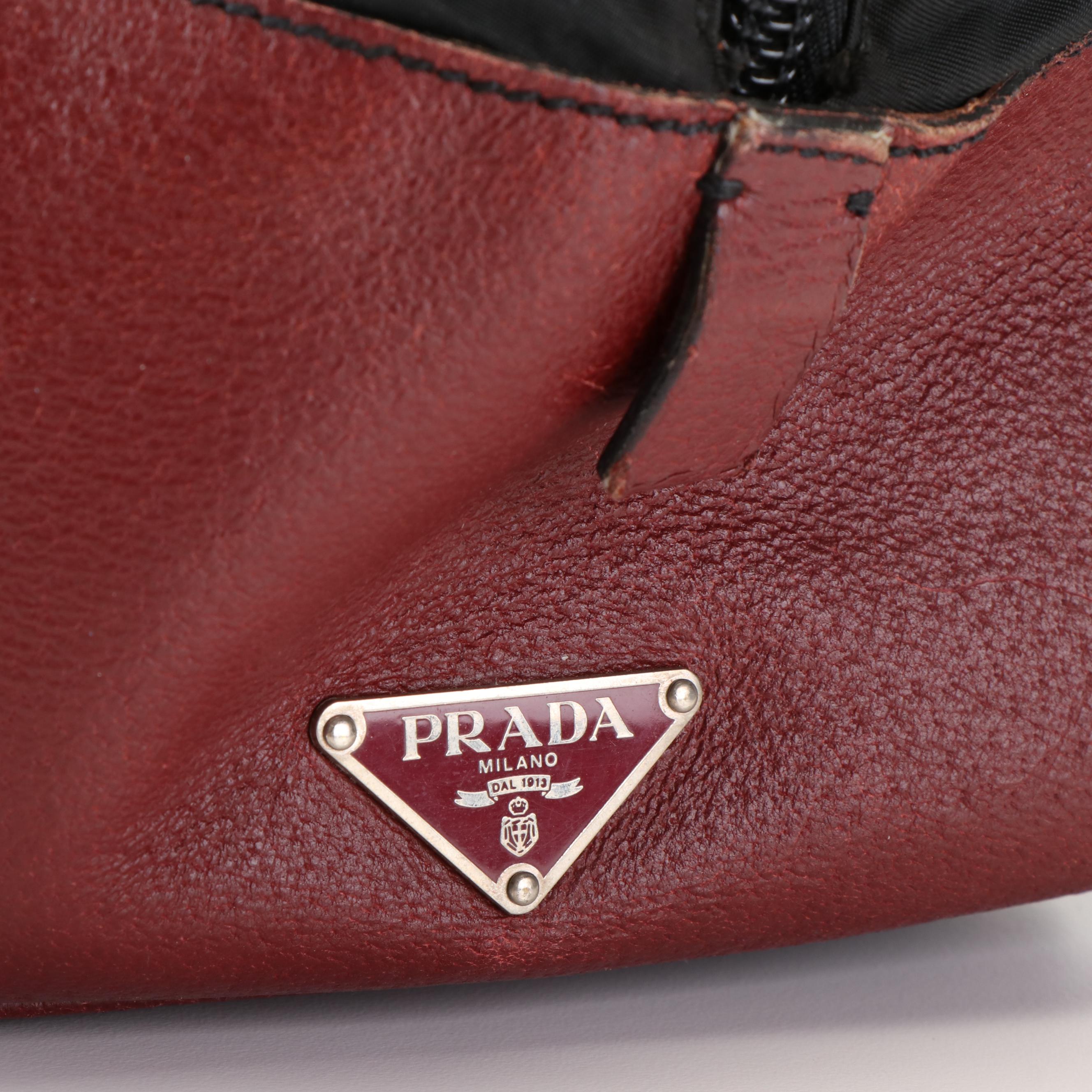 Prada Nylon Tessuto Leather Boston Black Handbag