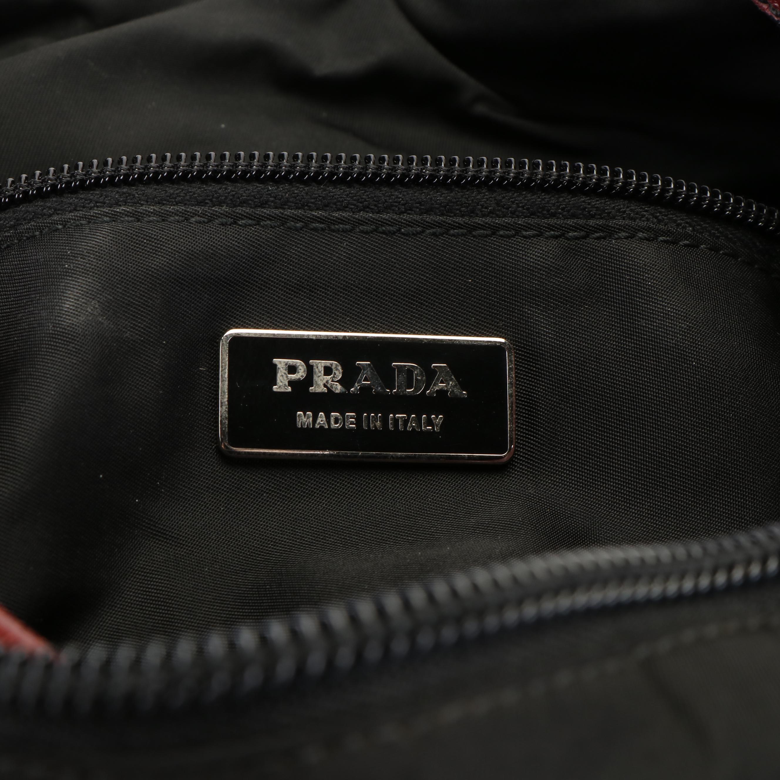 Prada Nylon Tessuto Leather Boston Black Handbag