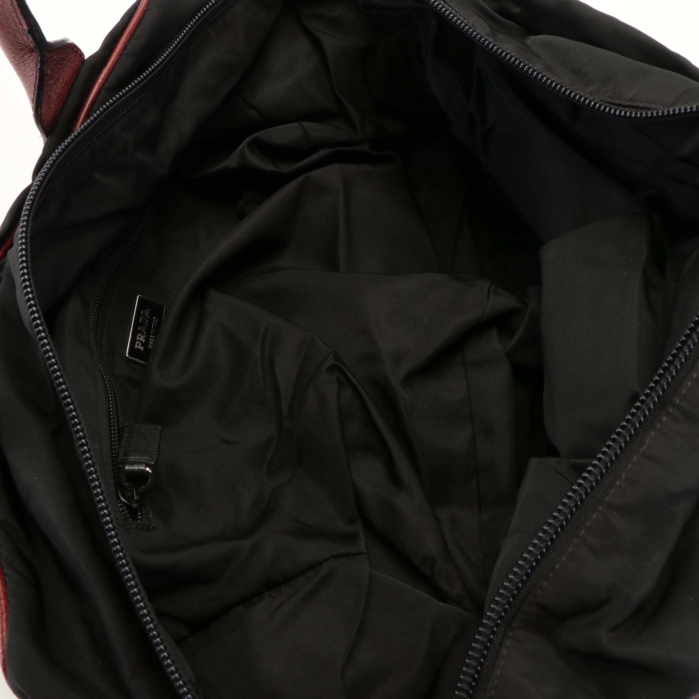 Prada Nylon Tessuto Leather Boston Black Handbag