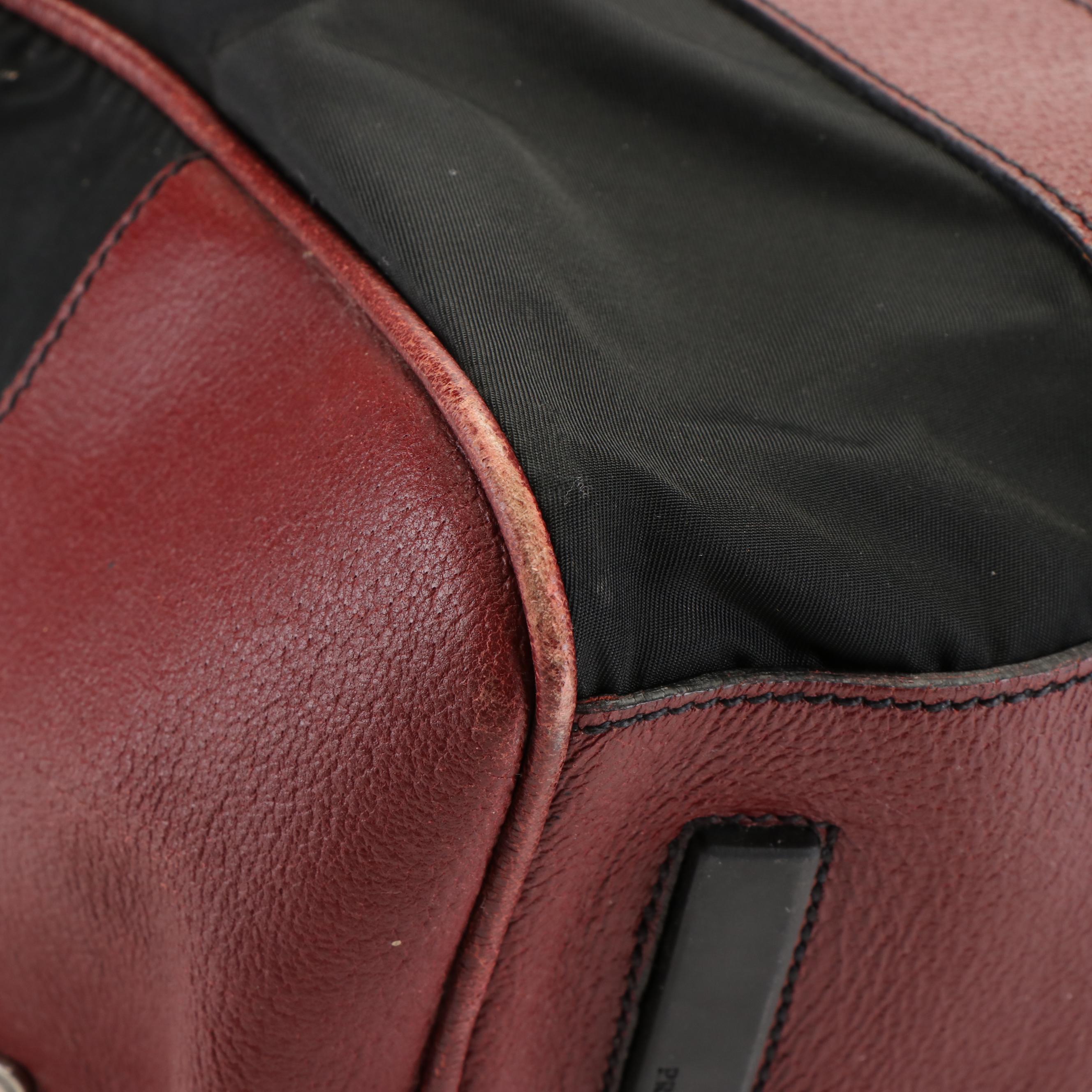 Prada Nylon Tessuto Leather Boston Black Handbag