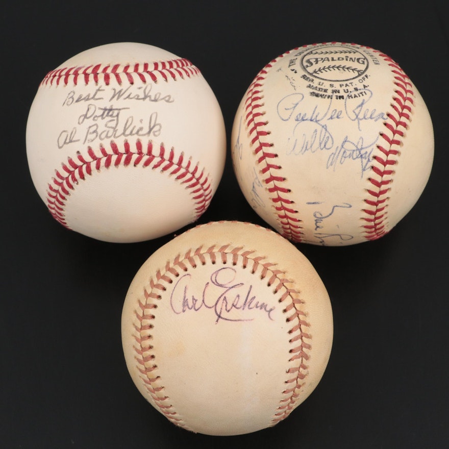Wee Reese Al Barlick and Ken Reitz Signed Baseballs with More Wee Reese Al Barlick and Ken Reitz Signed Baseballs with More