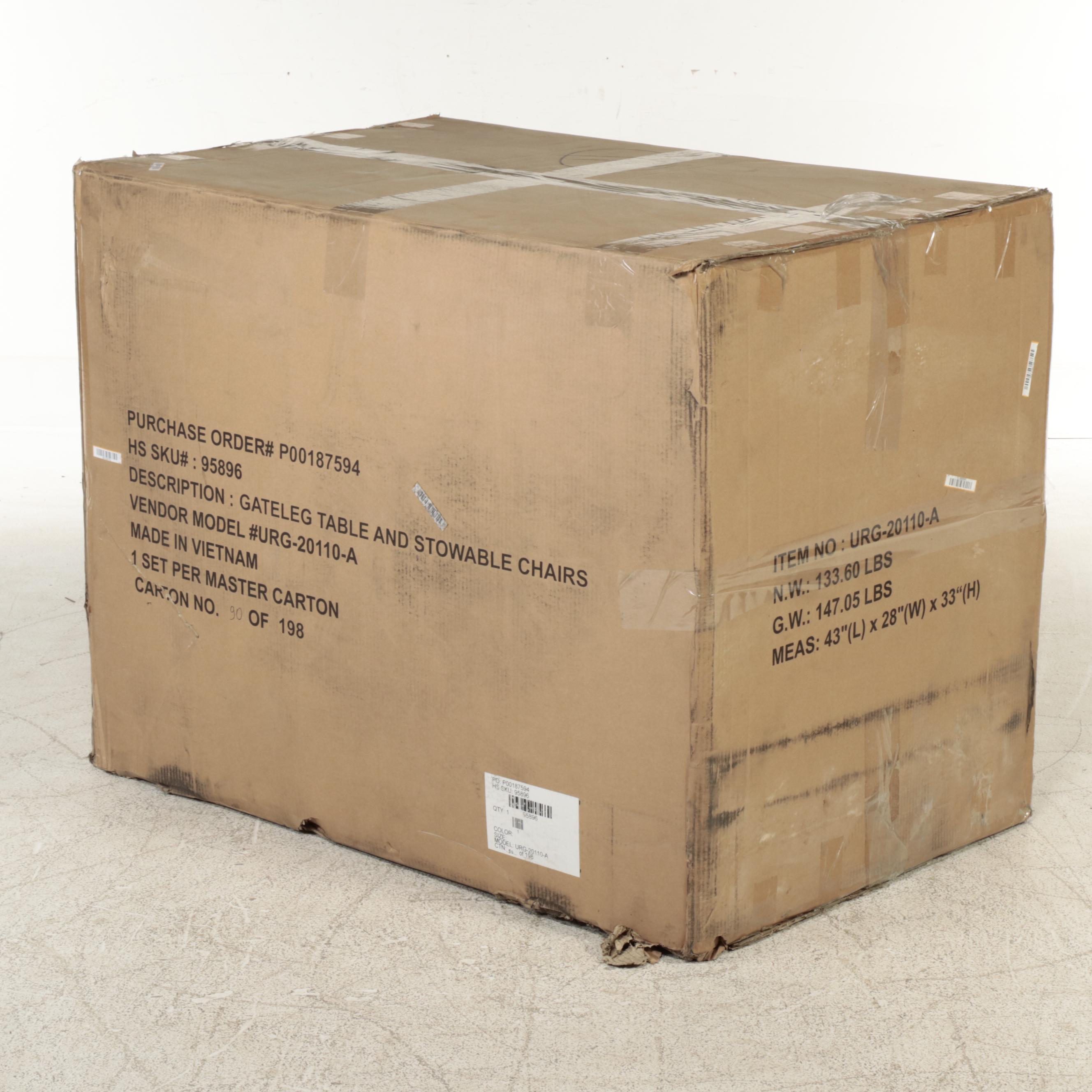 Gateleg Patio Table And Six Stowable Chairs