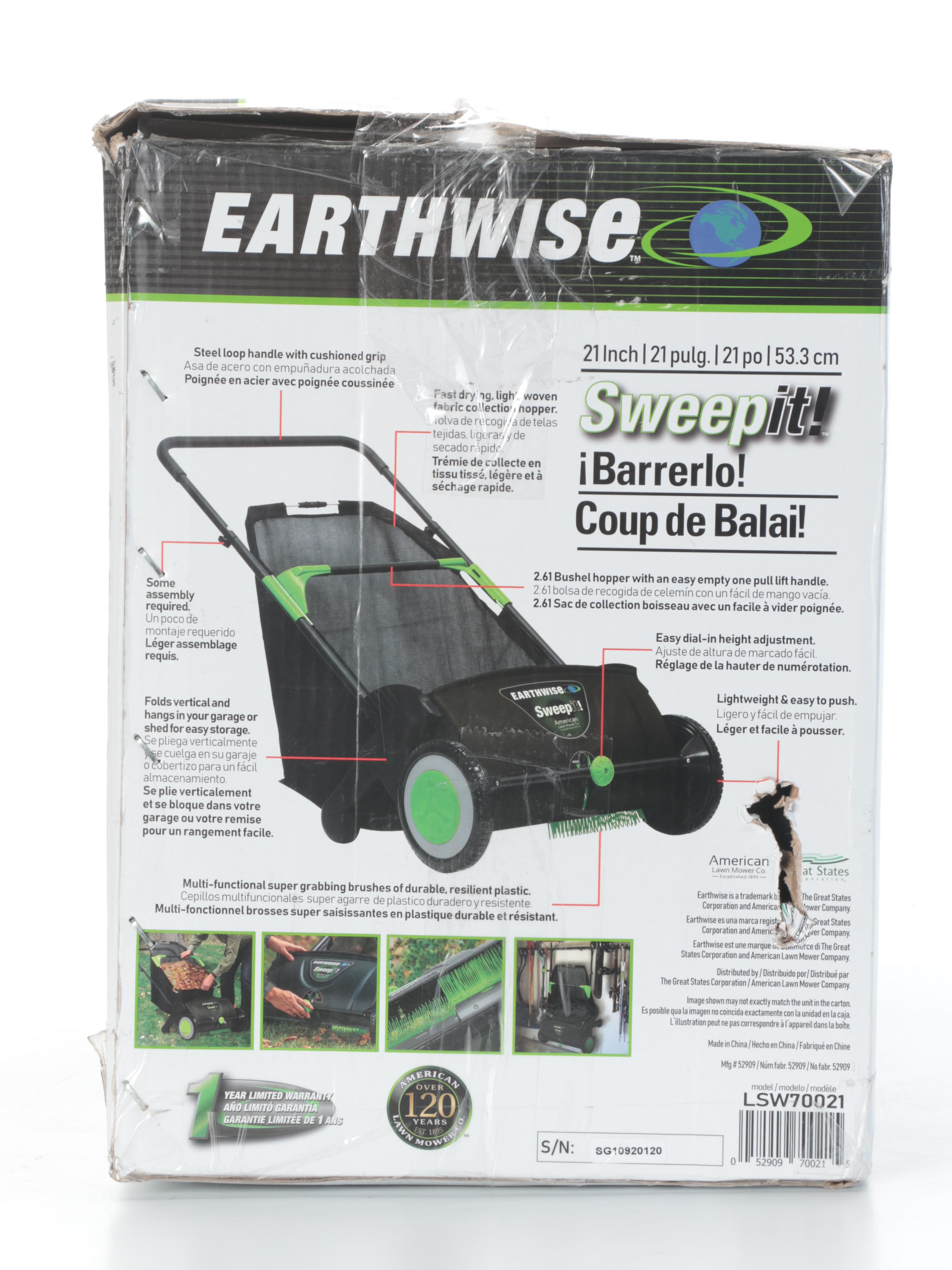 Earthwise Sweep It! Push Leaf and Grass Lawn Sweeper EBTH