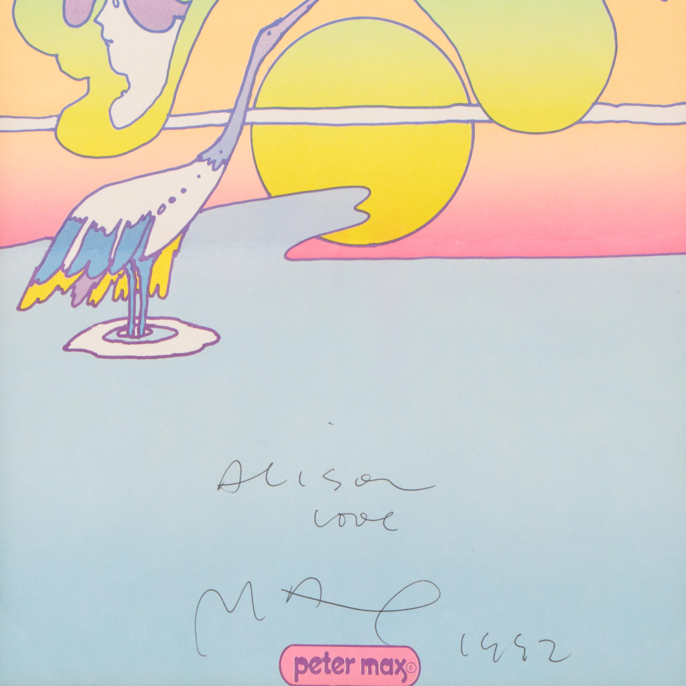 Peter Max Offset Lithographs with Personalized Dedications, 1992
