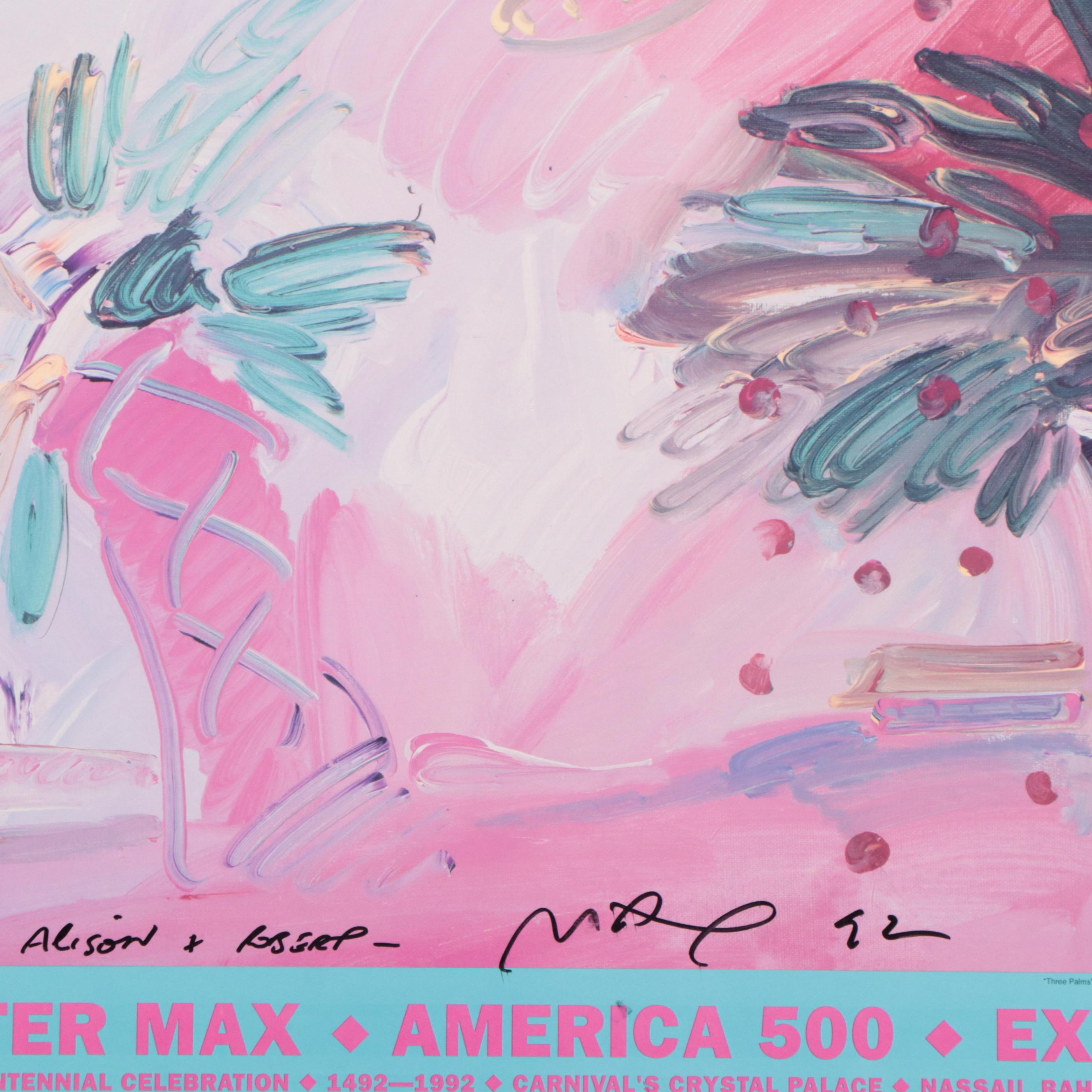 Signed Peter Max American 500 Offset Lithograph Exhibition Poster, 1992