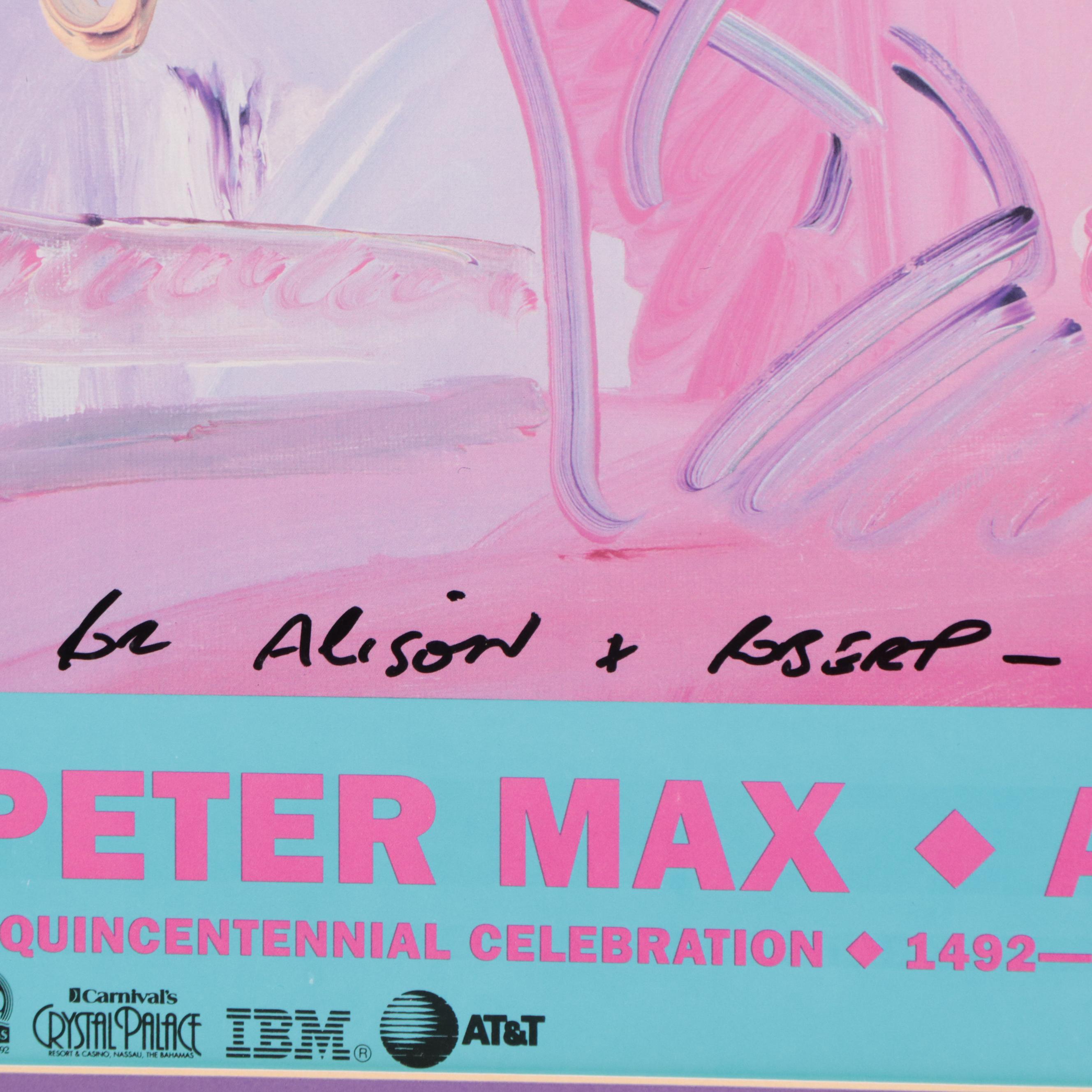 Signed Peter Max American 500 Offset Lithograph Exhibition Poster, 1992