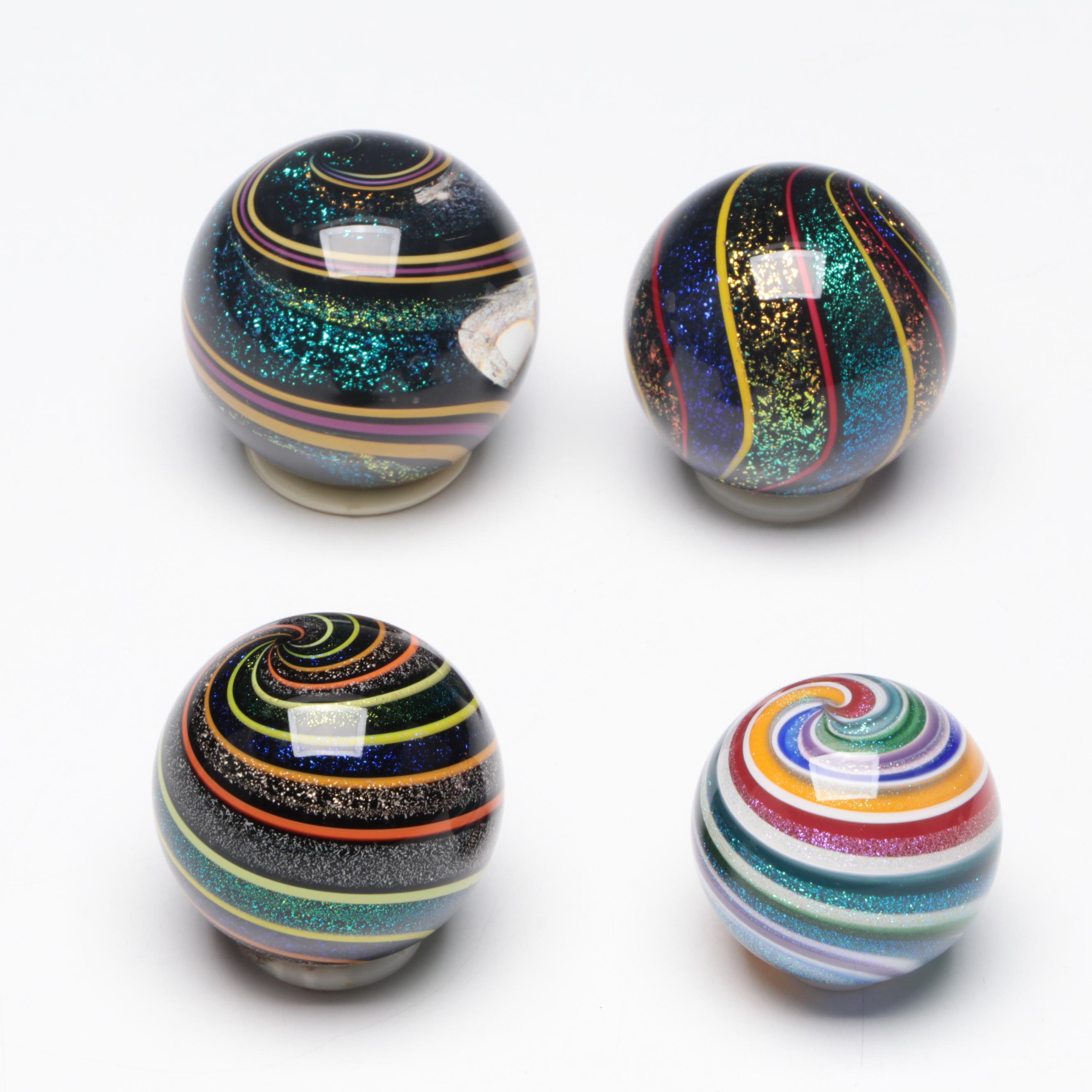 Geoffrey Beetem and Other Multicolor Dichroic and Filigrana Art Glass Marbles