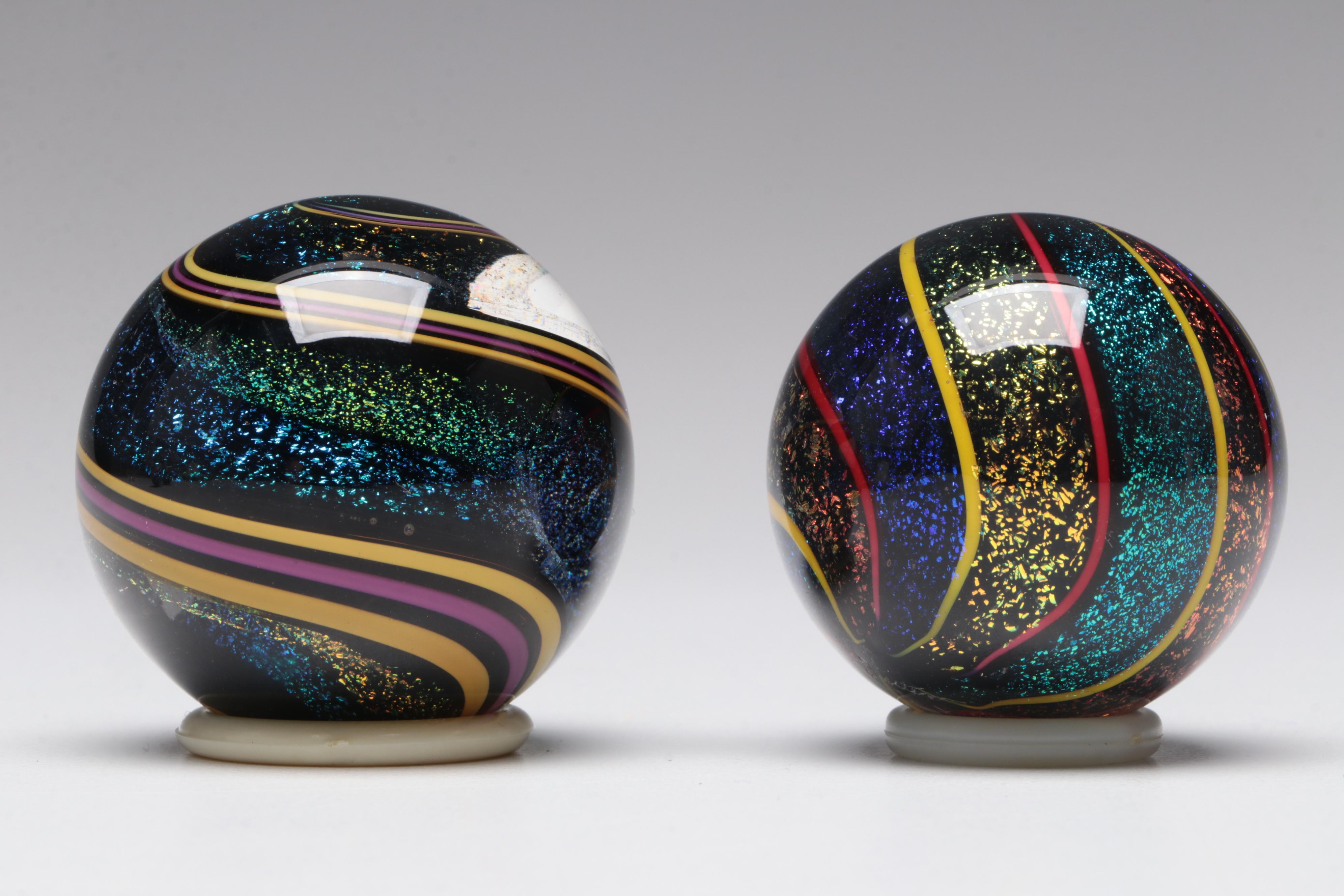 Geoffrey Beetem and Other Multicolor Dichroic and Filigrana Art Glass Marbles
