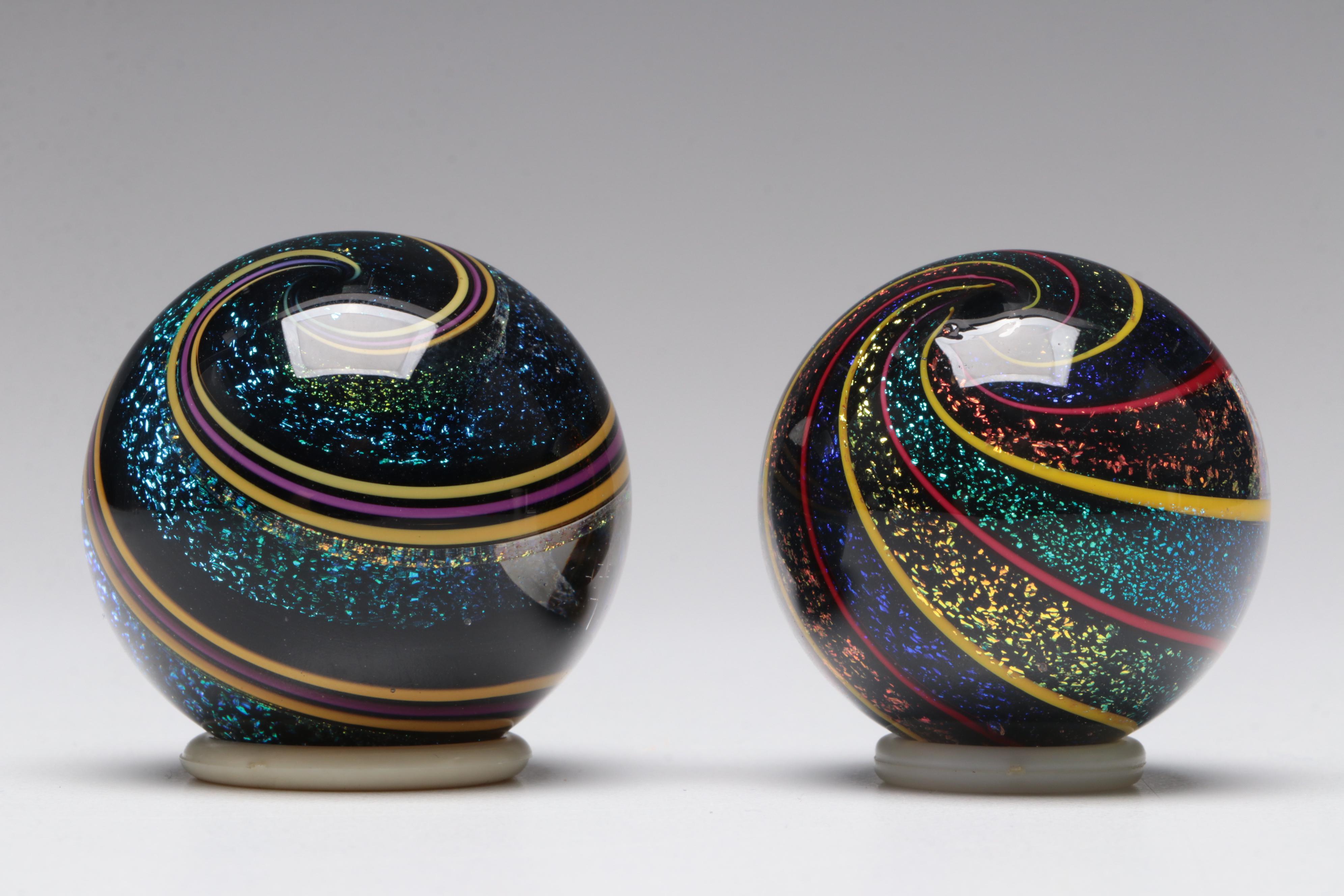 Geoffrey Beetem and Other Multicolor Dichroic and Filigrana Art Glass Marbles