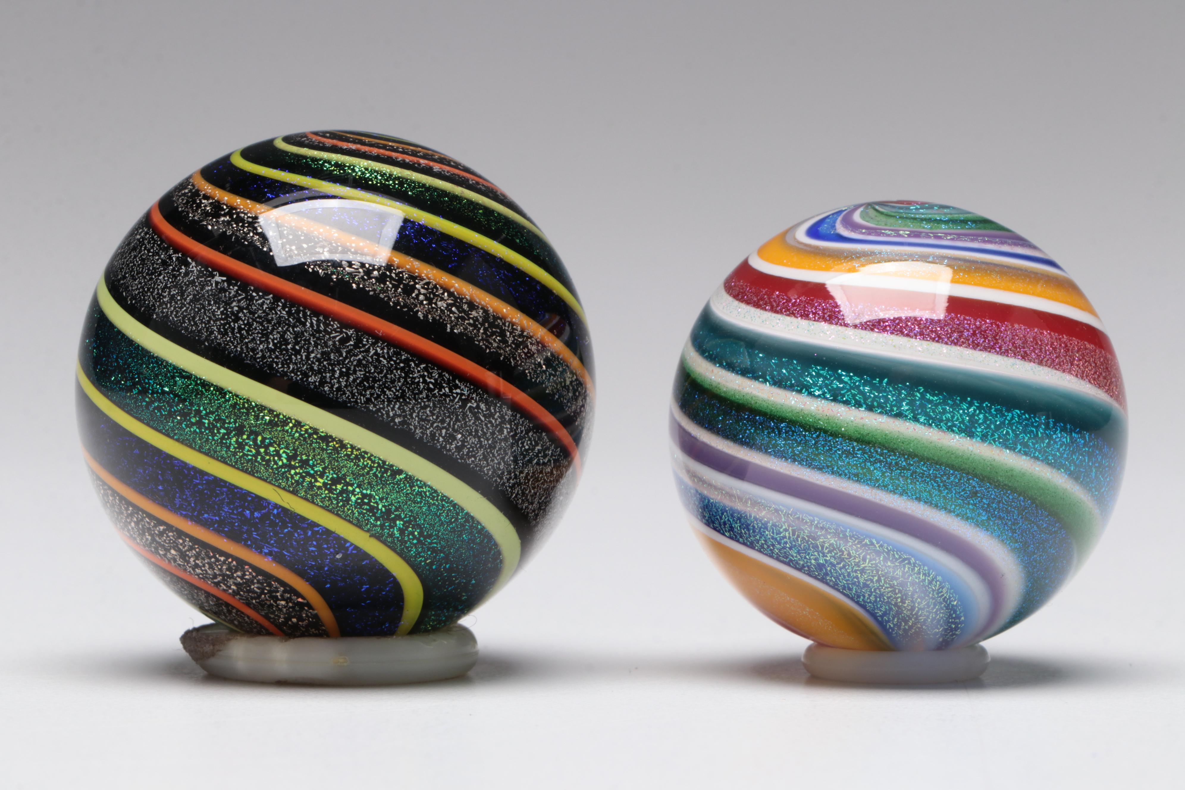 Geoffrey Beetem and Other Multicolor Dichroic and Filigrana Art Glass Marbles