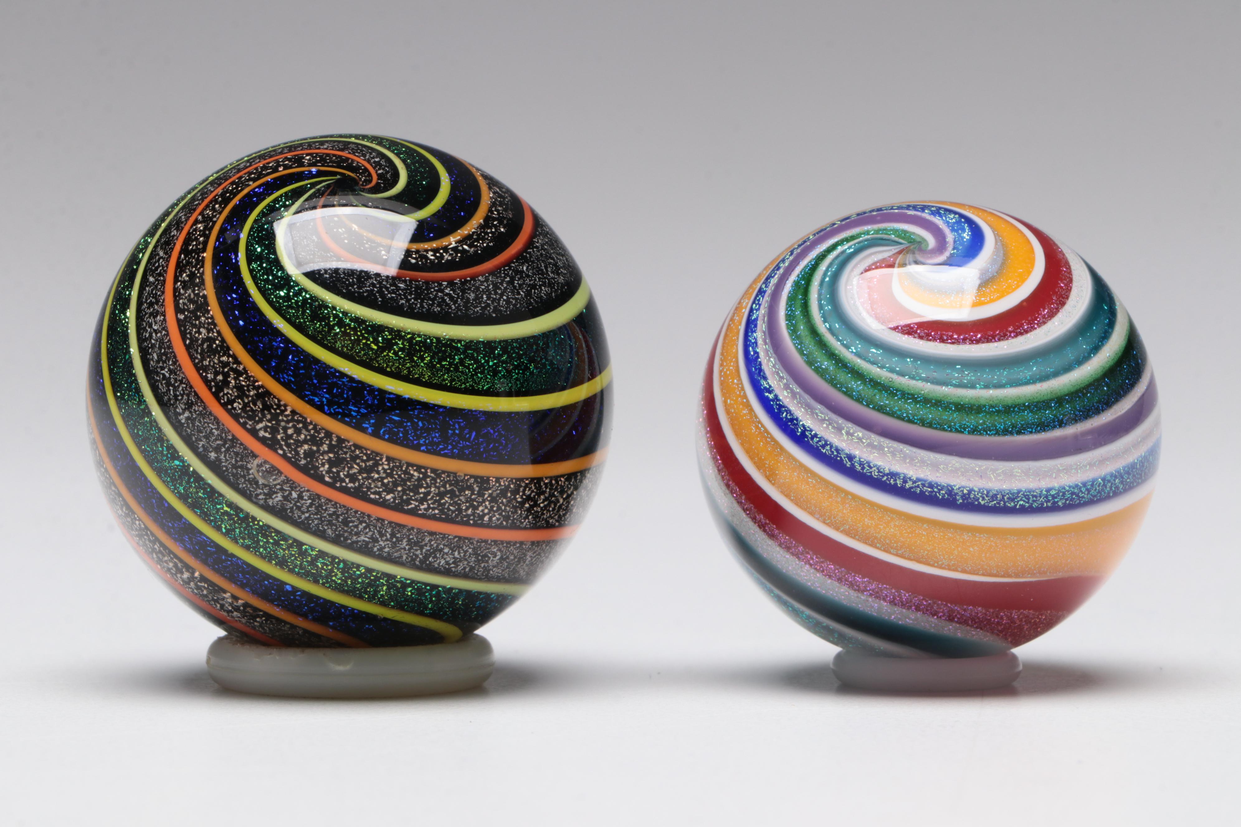 Geoffrey Beetem and Other Multicolor Dichroic and Filigrana Art Glass Marbles