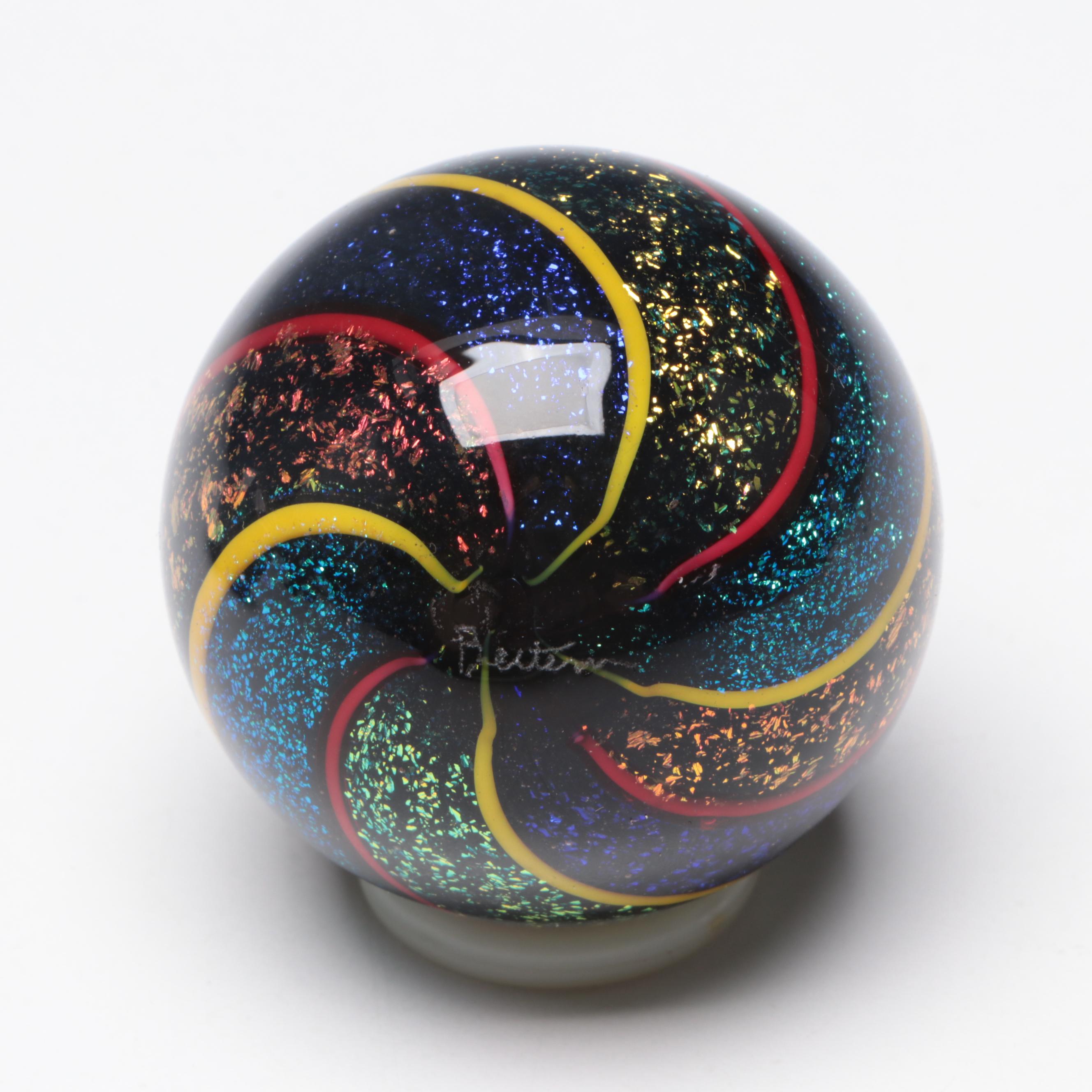 Geoffrey Beetem and Other Multicolor Dichroic and Filigrana Art Glass Marbles