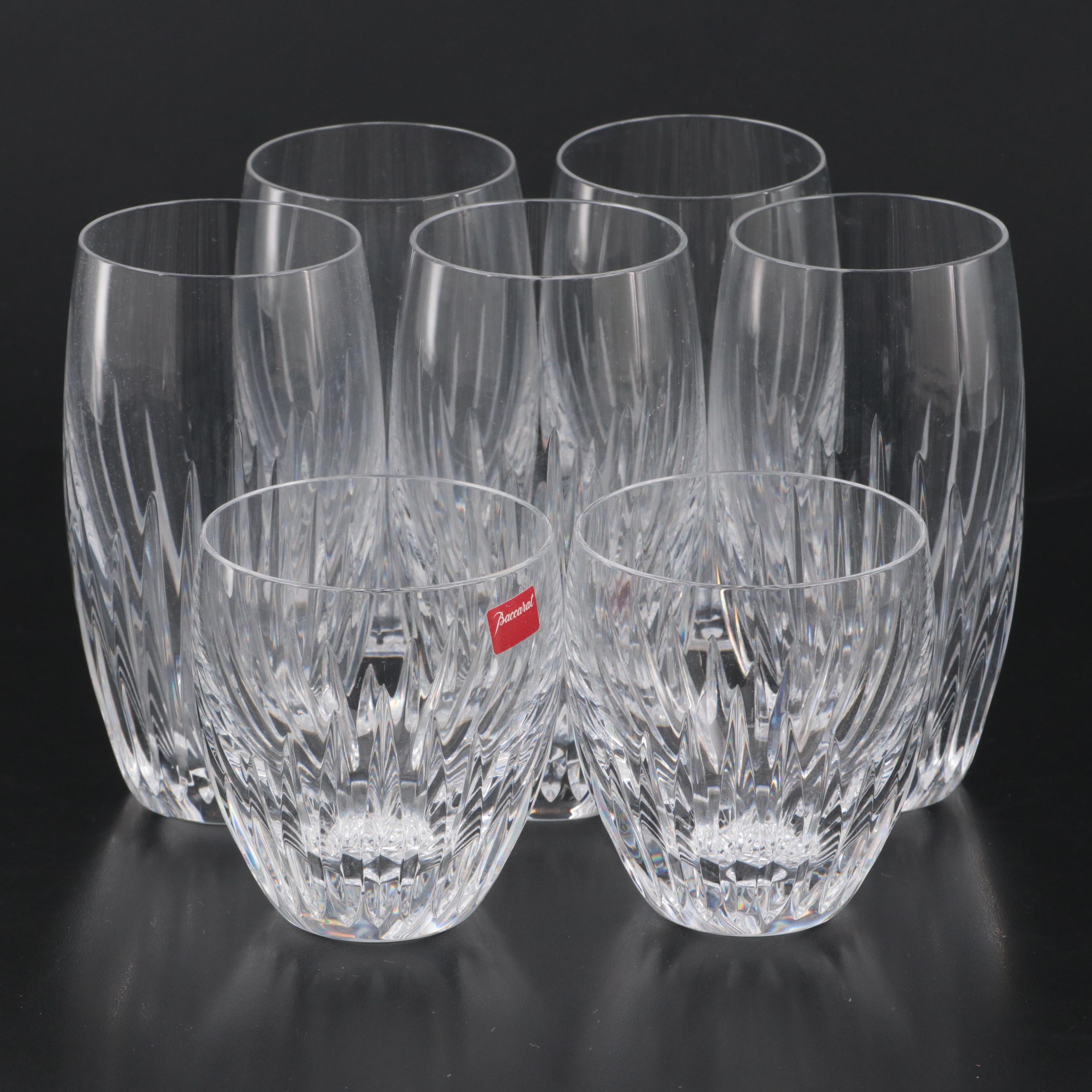 Baccarat "Massena" Clear Crystal Highball Glasses and Tumblers