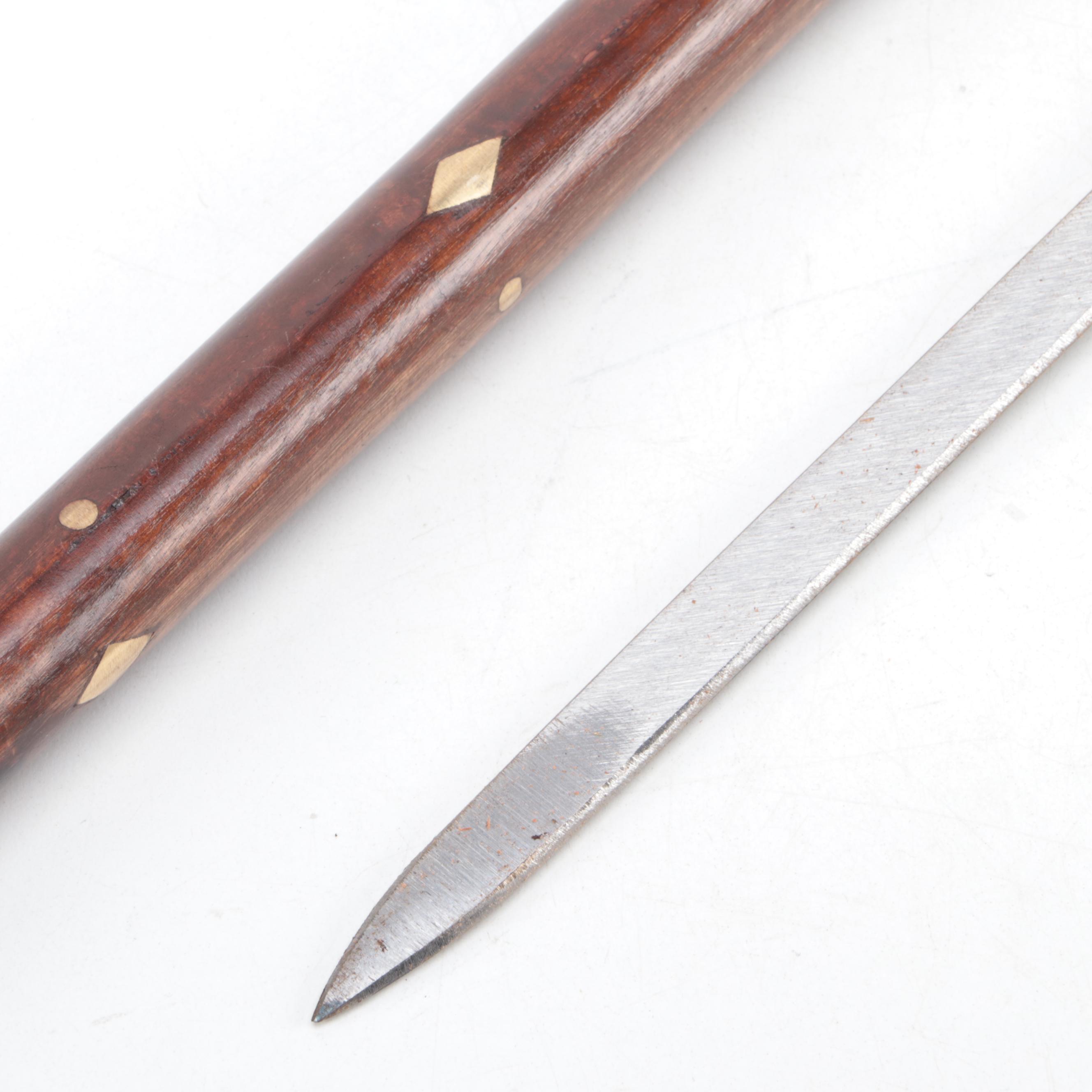 Brass Inlay Wooden Sword Cane